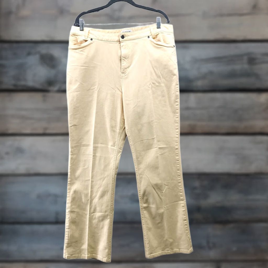 J. Jill VTG J. Jill Yellow Jeans Size 18 High Rise Flare Bootcut Stretch Womens Size 40" / US 18 - 1 Thumbnail
