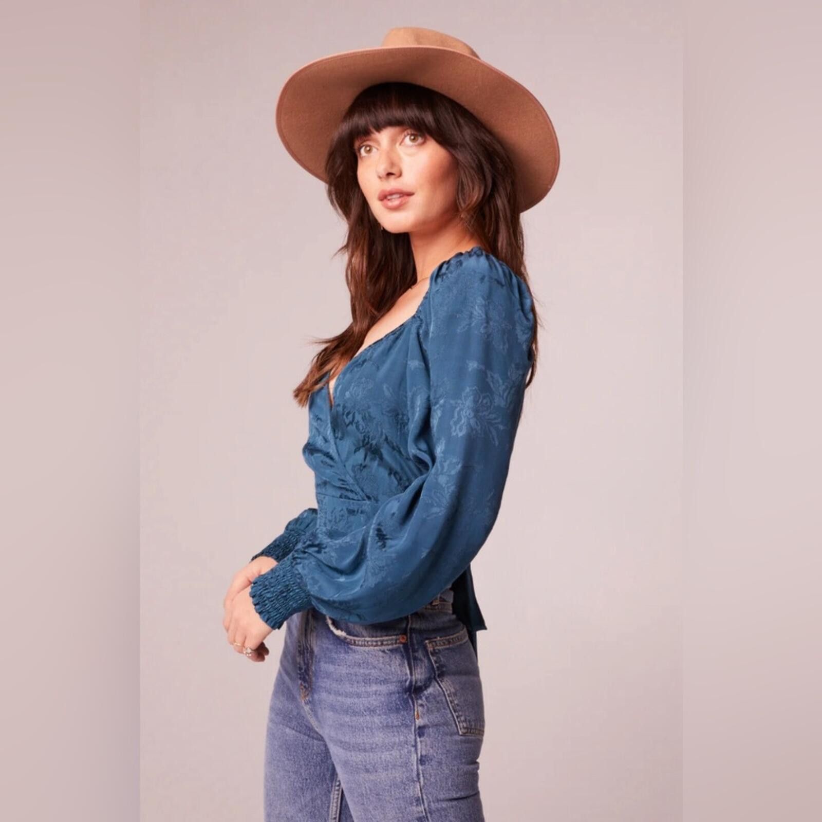 Other Band of the Free Deep Teal Crossover Top NWT Anthropologie Size S / US 4 / IT 40 - 3 Thumbnail