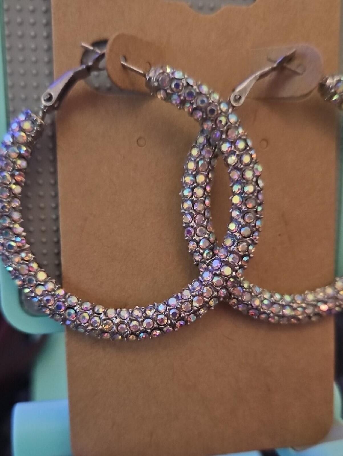 Other Sparkling Pink Crystal Hoop Earrings Size ONE SIZE - 3 Thumbnail