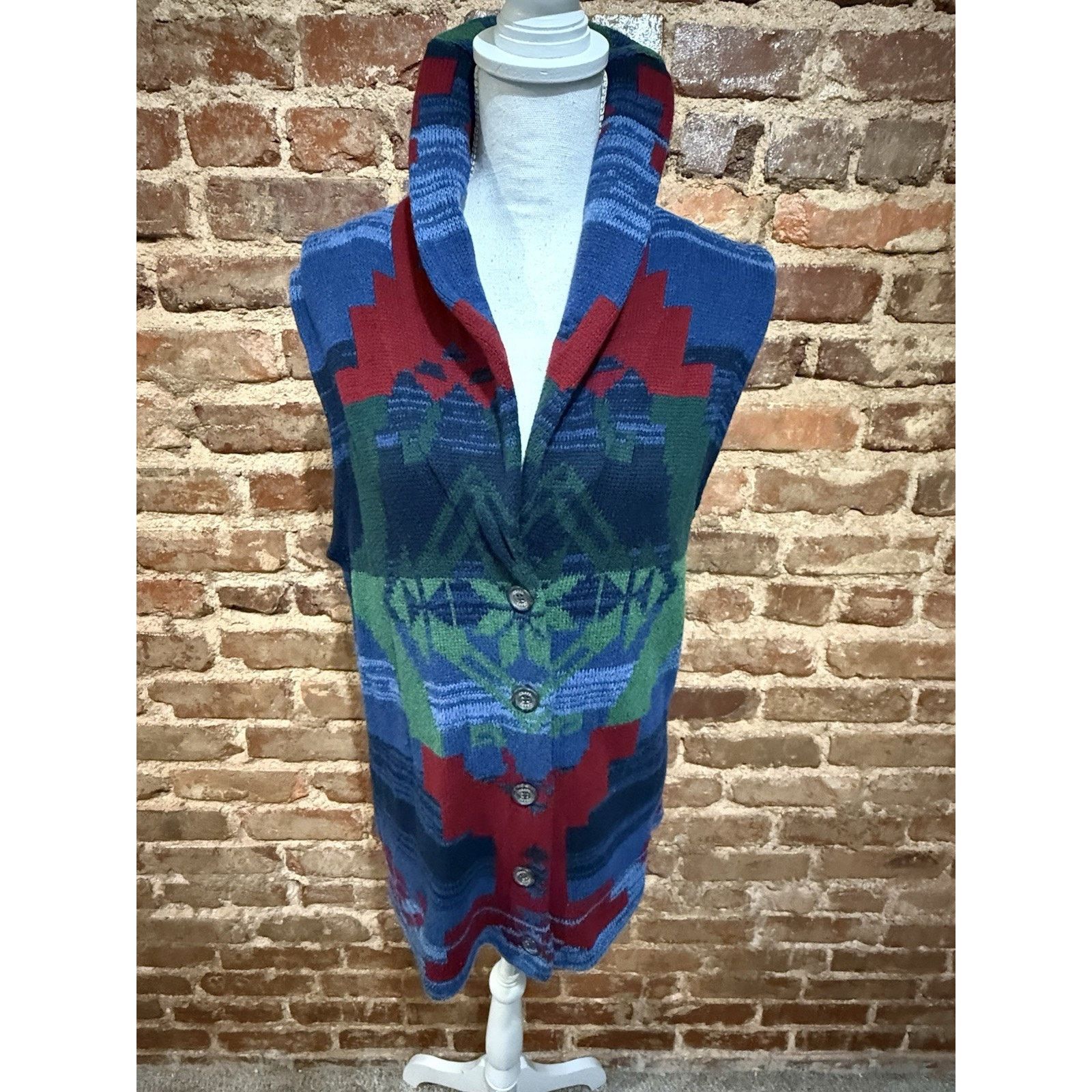 Chaps Chaps Tight Knit Cardigan Sweater Vest Women L Southwestern Size L / US 10 / IT 46 - 2 Thumbnail