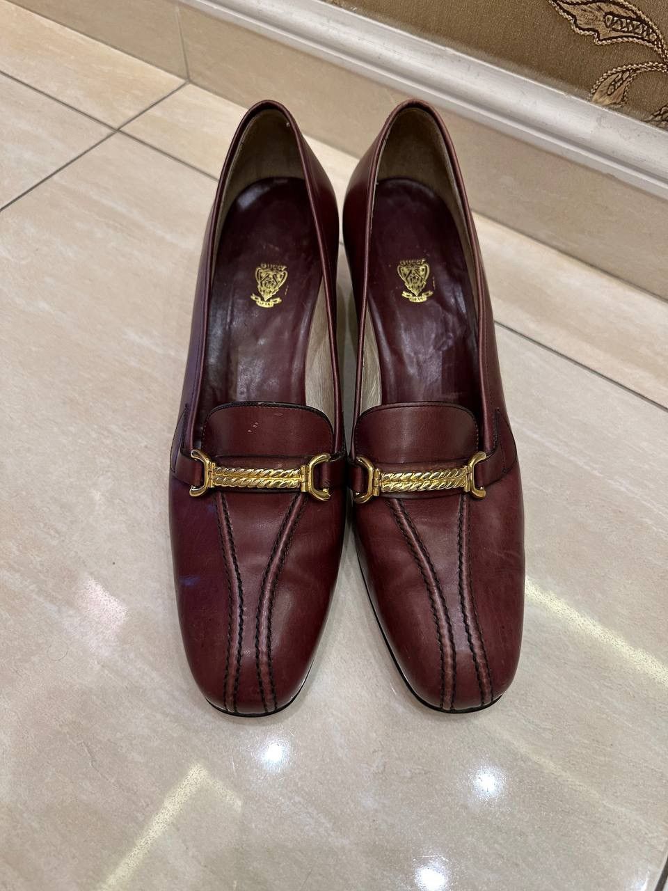 Gucci × Vintage Gucci Loafer Pumps Horse Bit Heel Vintage Burgundy EU 40 Size US 10 / IT 40 - 2 Thumbnail