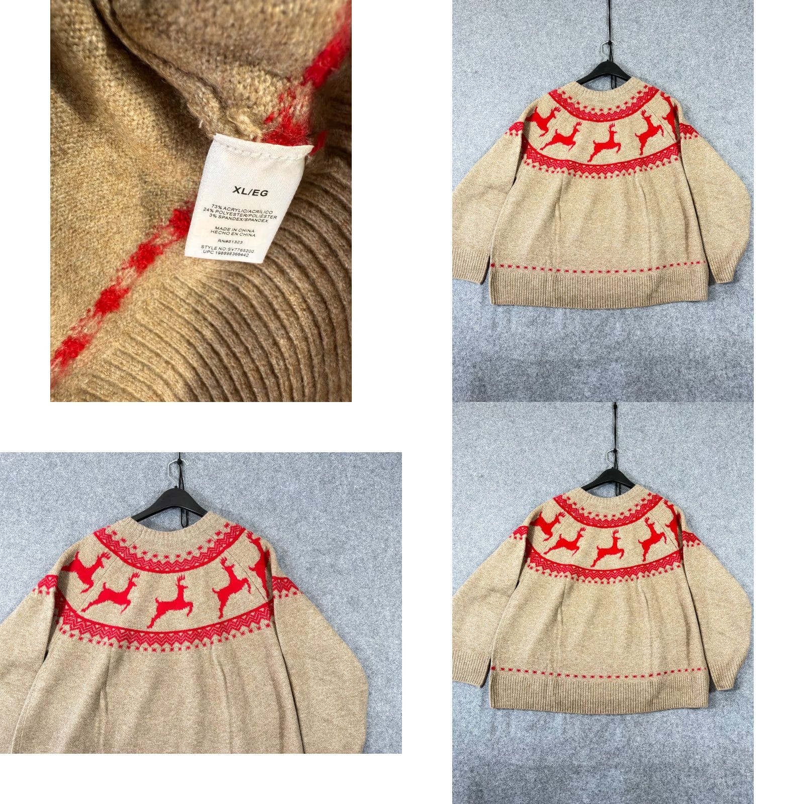 Vince Camuto Vince Camuto Holiday Sweater Womens XL Brown Red Reindeer Fair Isle Stretch NWT Size XL / US 12-14 / IT 48-50 - 8 Thumbnail