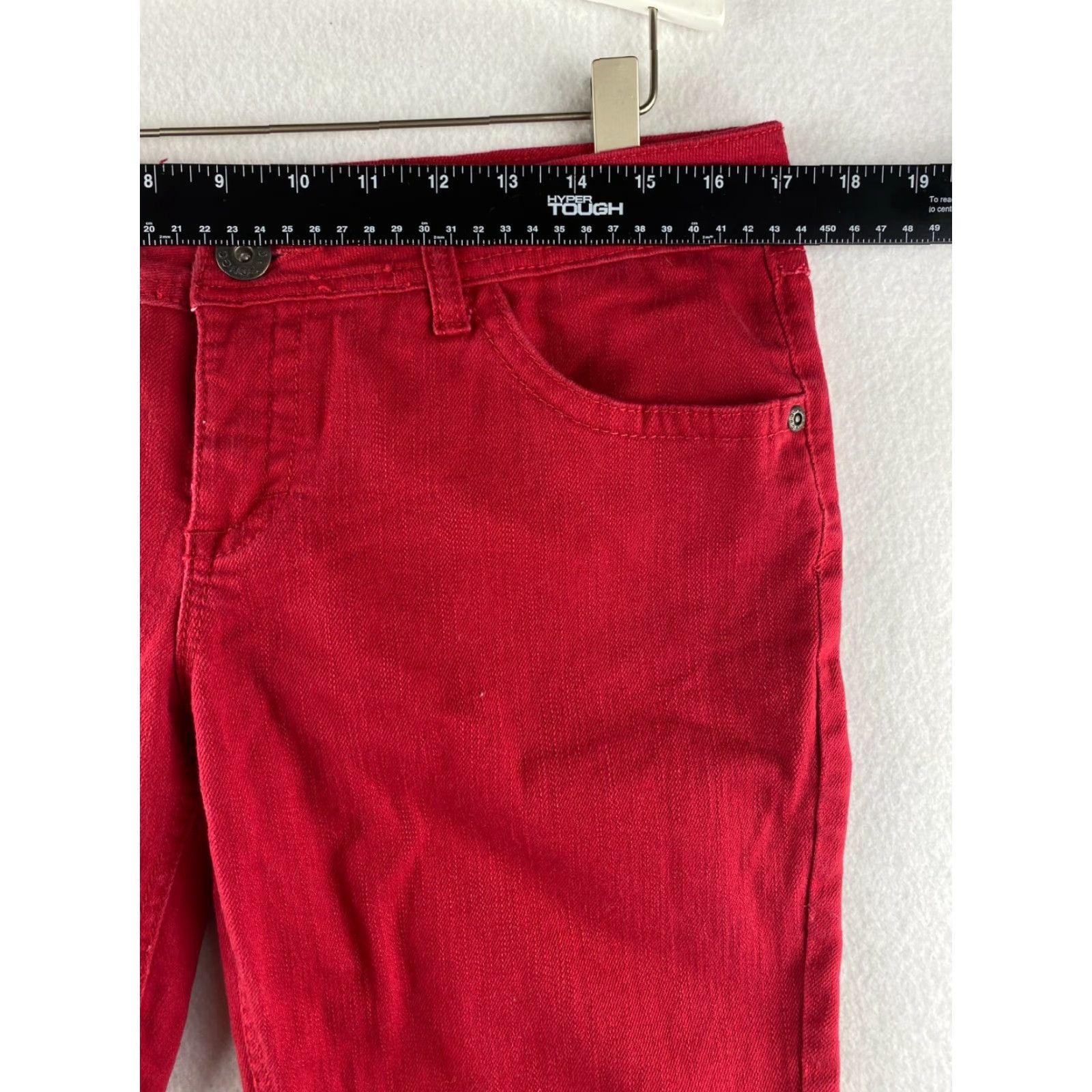 Vintage Bongo Jeans Womens 13 Red Ankle Mid-Rise Stretch Denim Pants Dark Wash Casual Size 34" / US 12 / IT 48 - 3 Thumbnail