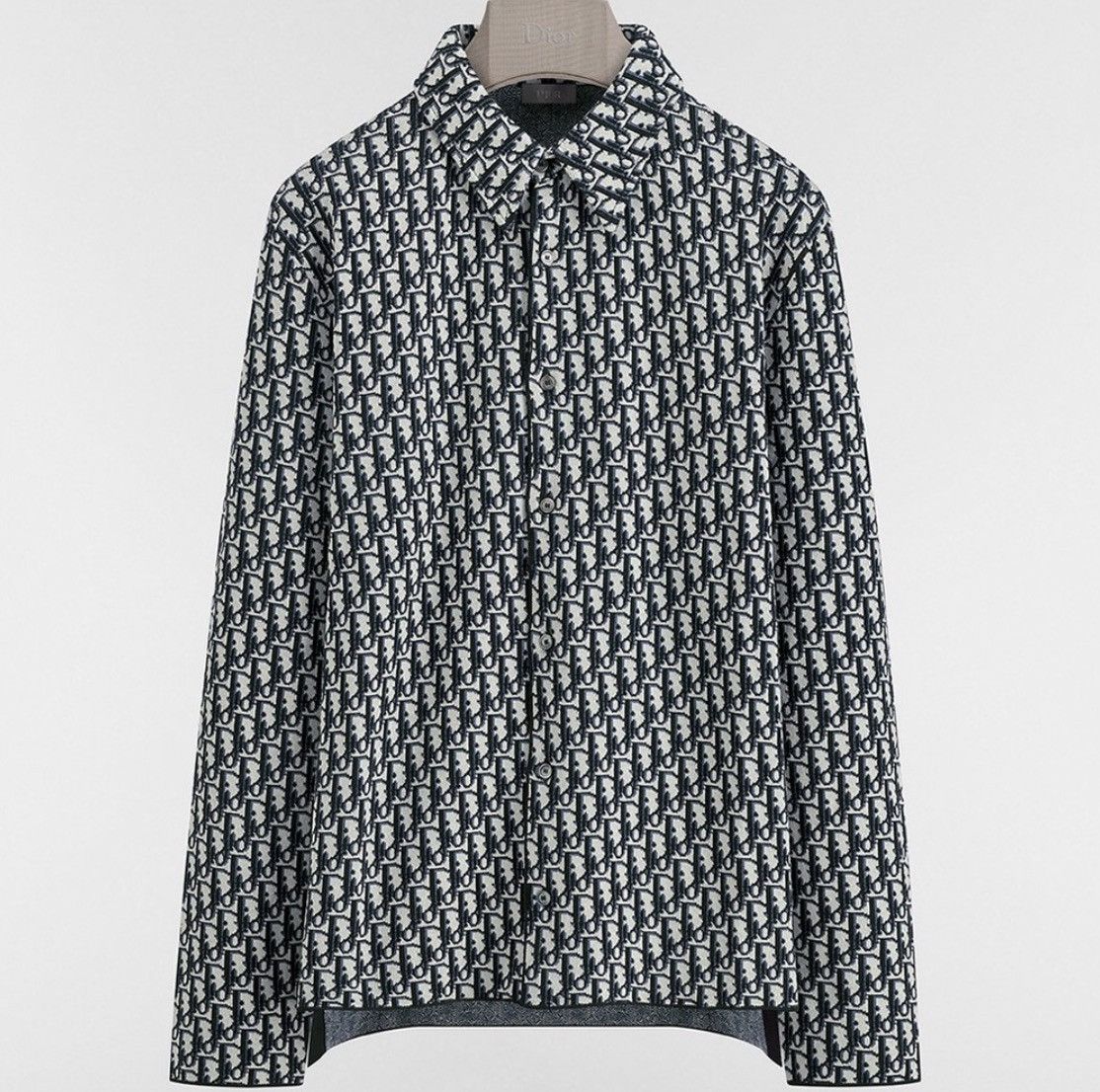 Dior Dior Oblique Overshirt Navy Blue Cotton Jacquard Size US L / EU 52-54 / 3 - 1 Thumbnail