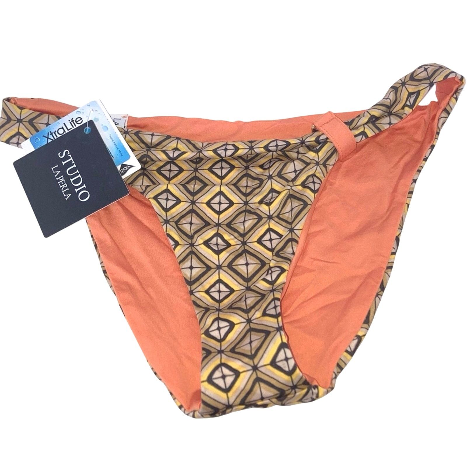 La Perla La Perla Studio Geometric Orange Reversible Bikini Bottom 6 Size ONE SIZE - 4 Thumbnail