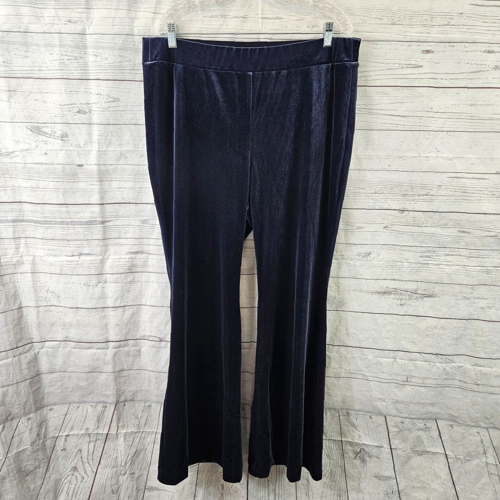 Vintage Lane Bryant Womens Velvet Pants Solid Blue Sz 16 Pull On High Rise Size 38" / US 16 / IT 52 - 2 Thumbnail