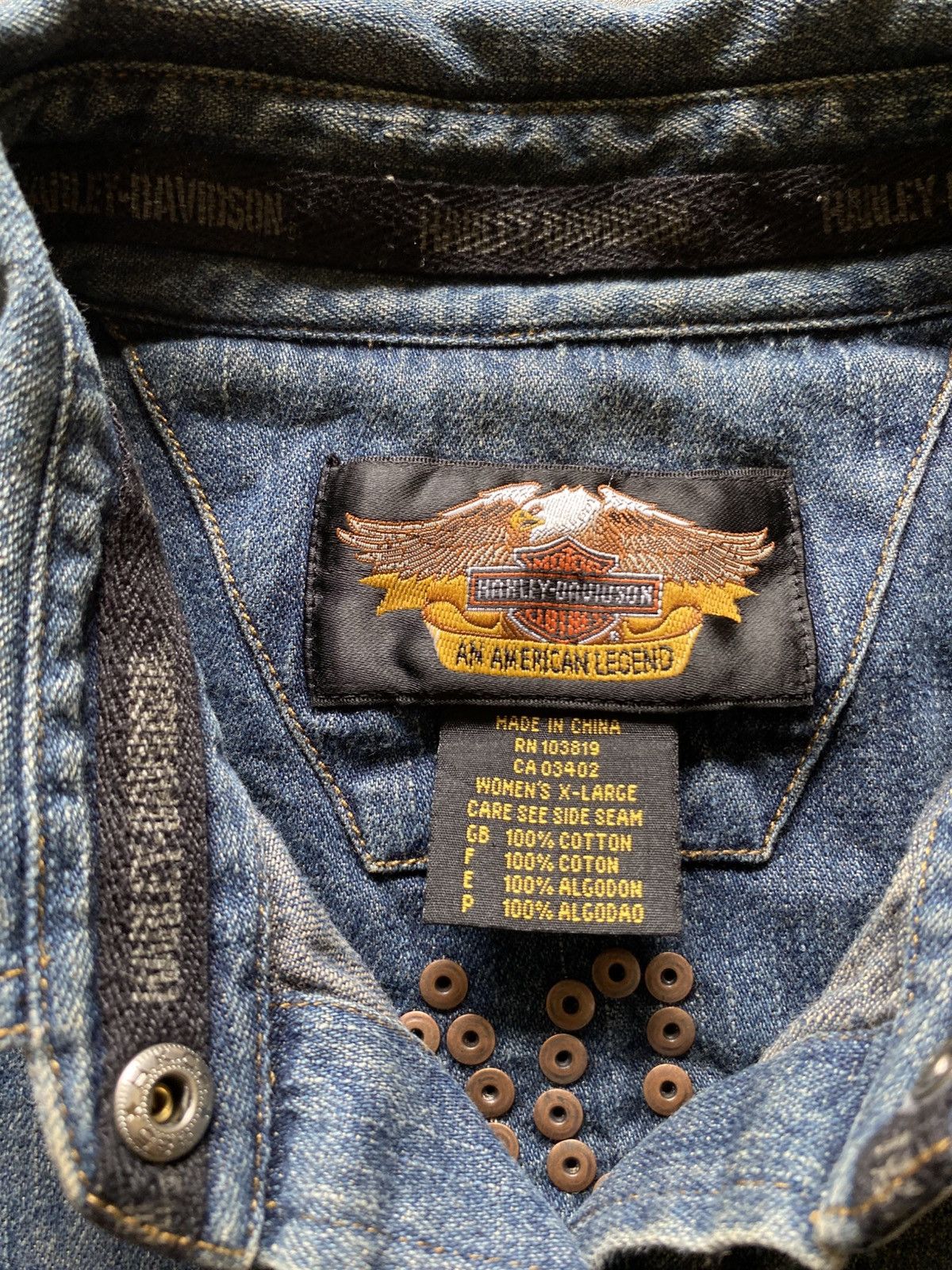 Harley Davidson Harley Davidson Studded Denim Shirt Size XL / US 12-14 / IT 48-50 - 8 Thumbnail
