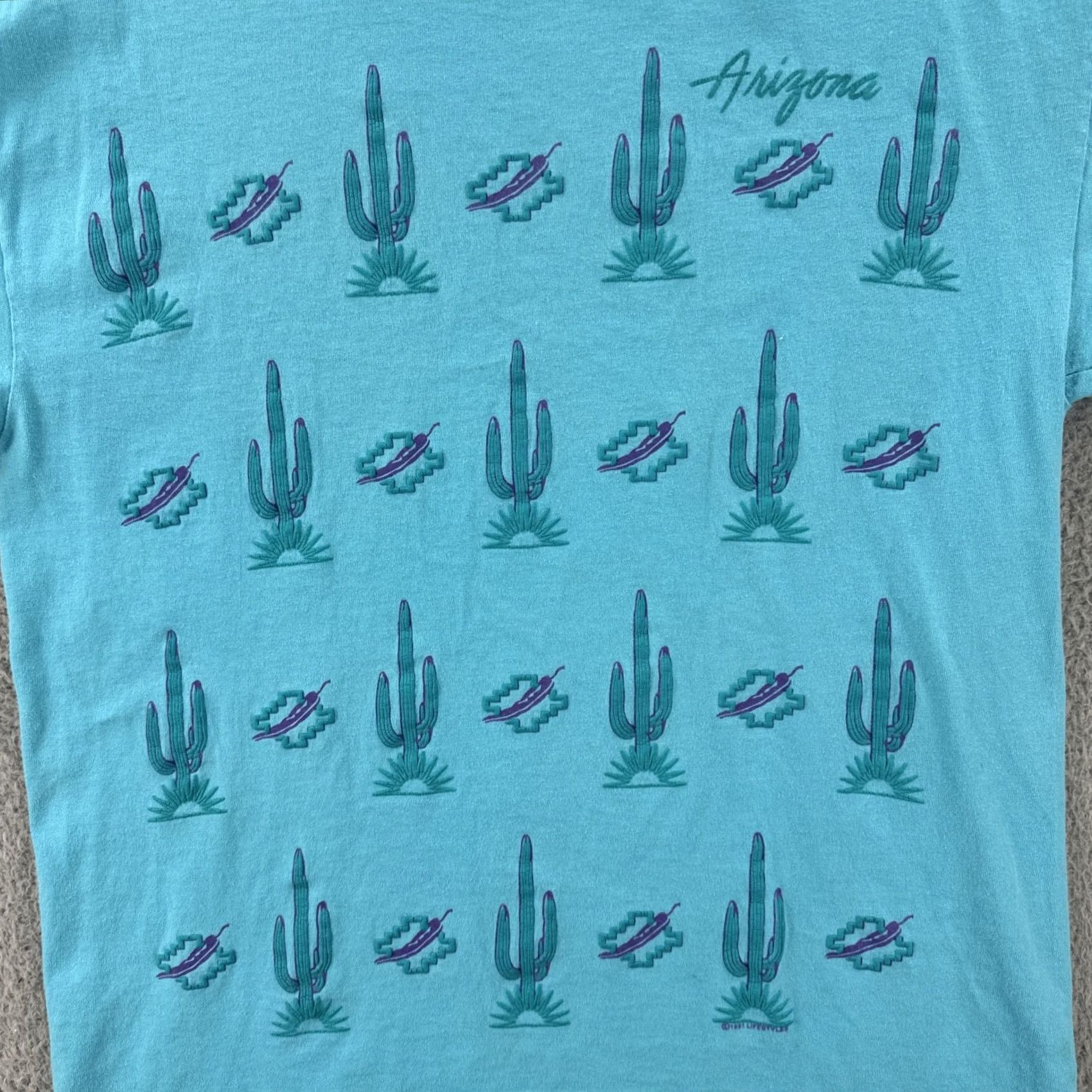 Vintage VINTAGE Signal Sport Mens L Shirt 1991 Puffy Print Arizona Blue Crew Neck Short Sleeve USA 80s Mens Size US L / EU 52-54 / 3 - 5 Thumbnail