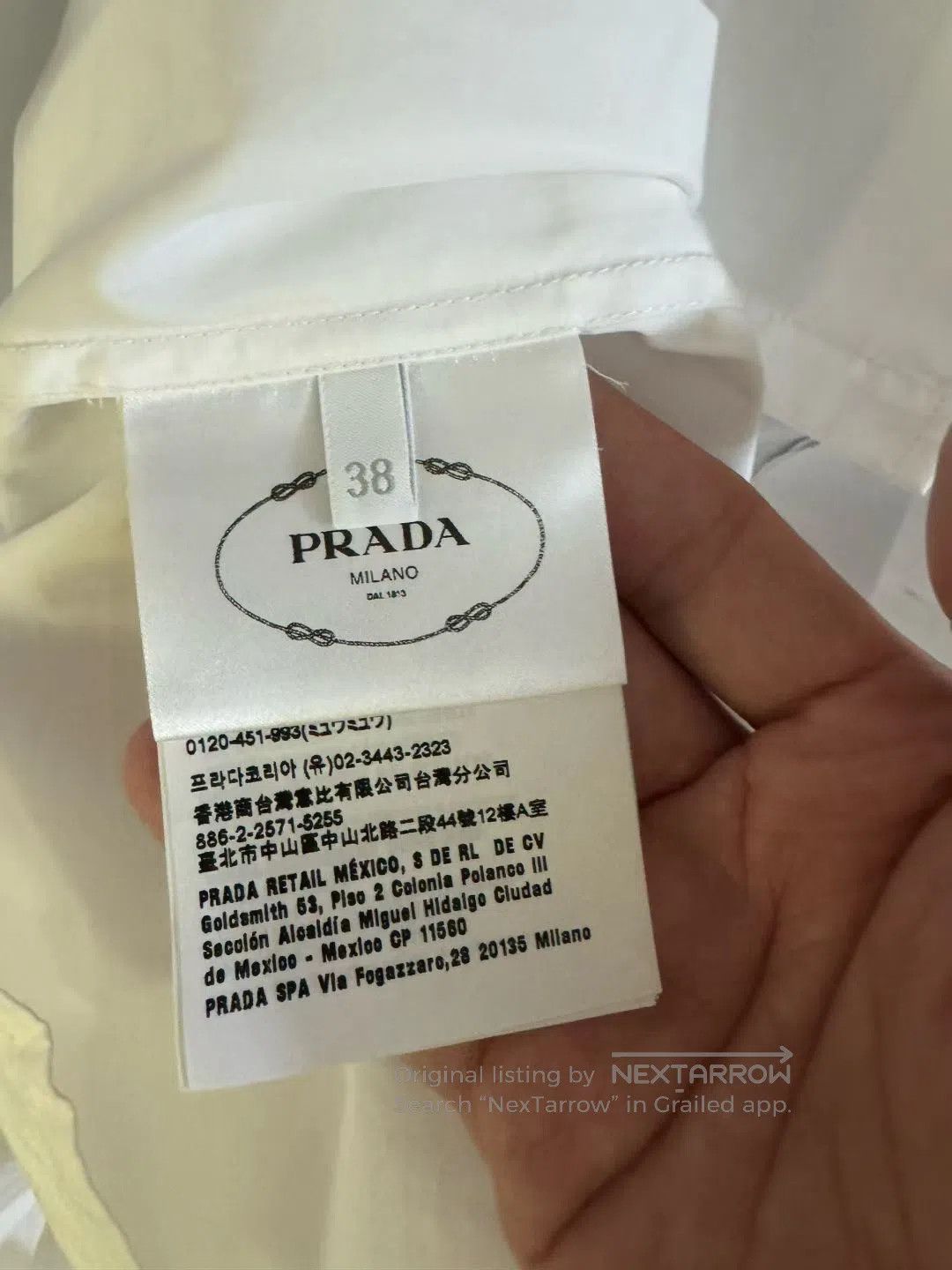 Prada Prada White Long Sleeve Shirt with Triangle Logo Pocket| Size XS / US 0-2 / IT 36-38 - 5 Thumbnail