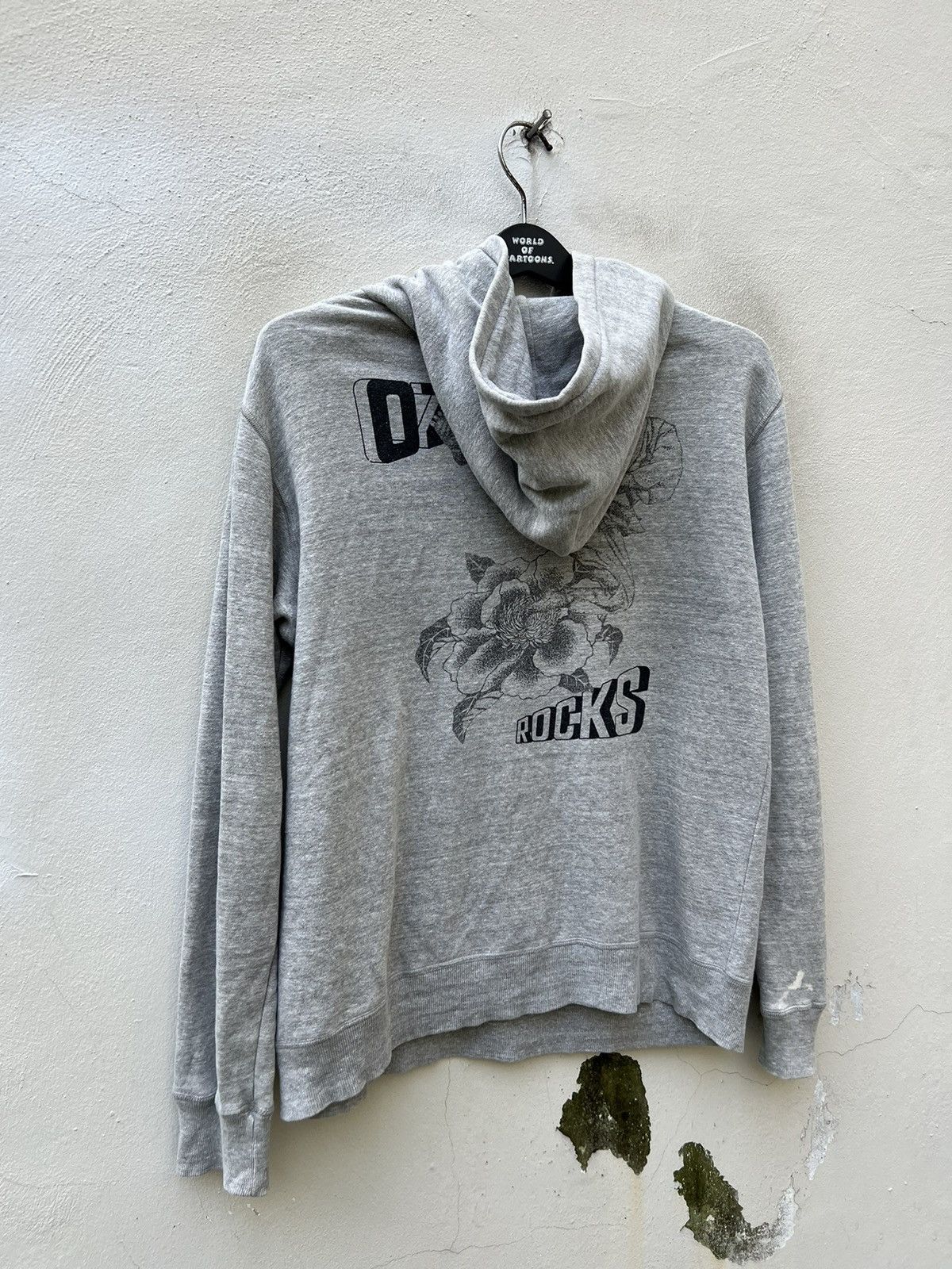 Vintage Vintage 90s Ozone Rocks Japan Grey Hoodie Sweater Size US M / EU 48-50 / 2 - 8 Thumbnail