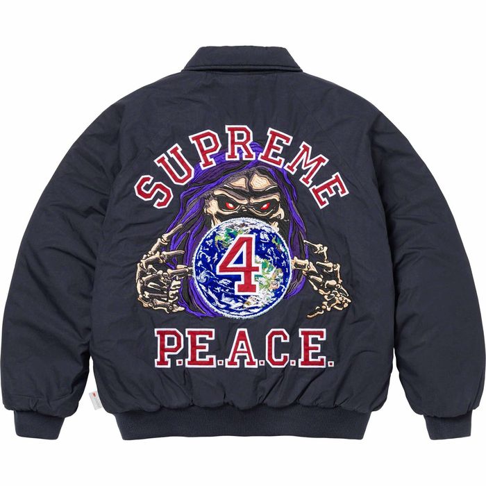 Supreme Supreme Peace Embroidered Work Jacket Navy Grim Reaper