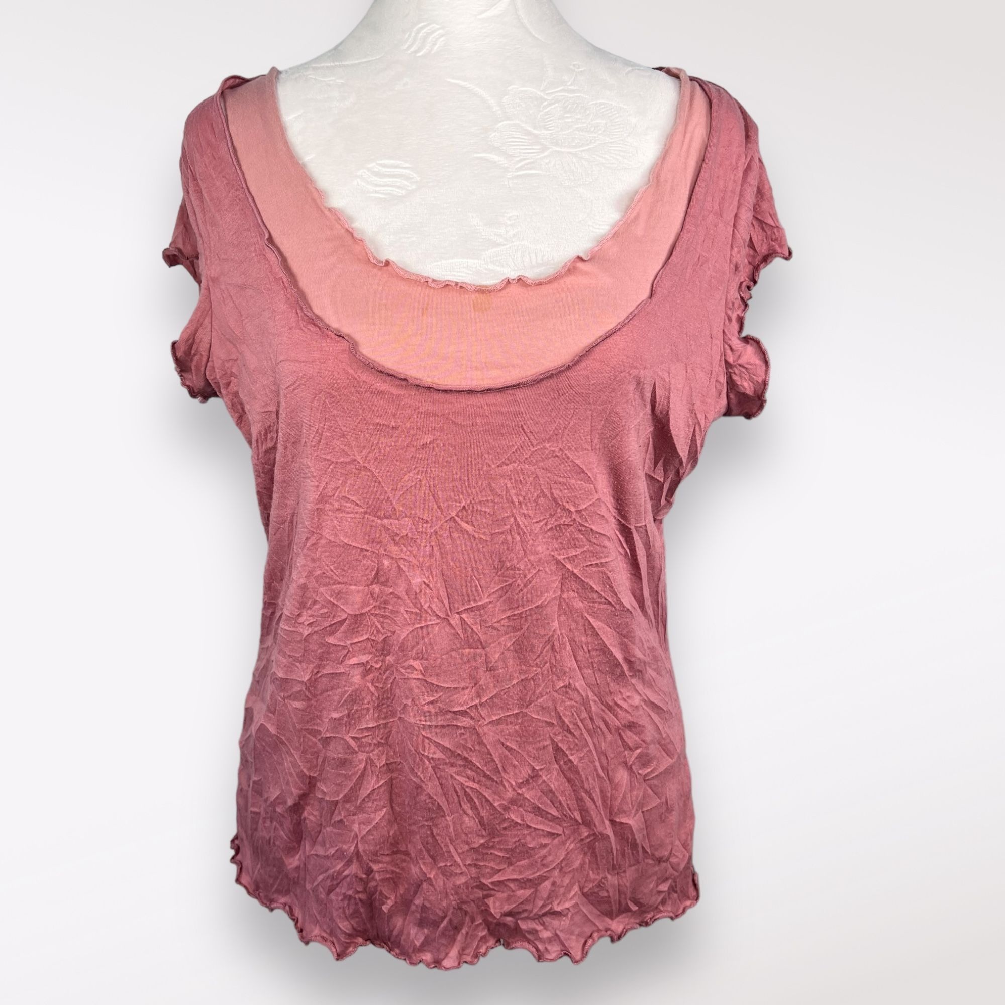 Designer Stamp 10 Short Sleeve Top Layered Crinkled Medium ❗️FLAWED❗️ Size M / US 6-8 / IT 42-44 - 1 Thumbnail