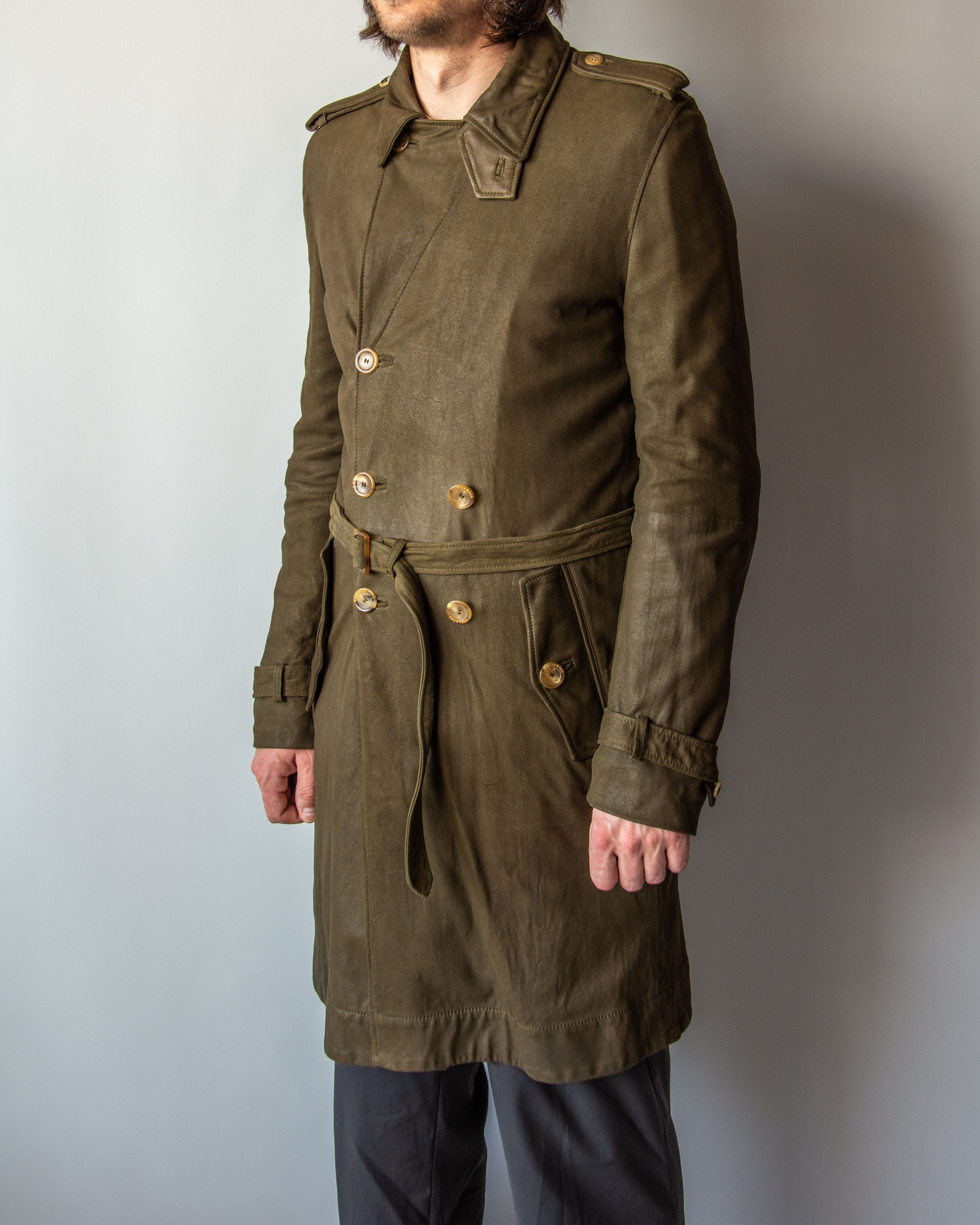 John Richmond Richmond X Suede Men’s Double Breasted Trench Coat Size US M / EU 48-50 / 2 - 1 Thumbnail