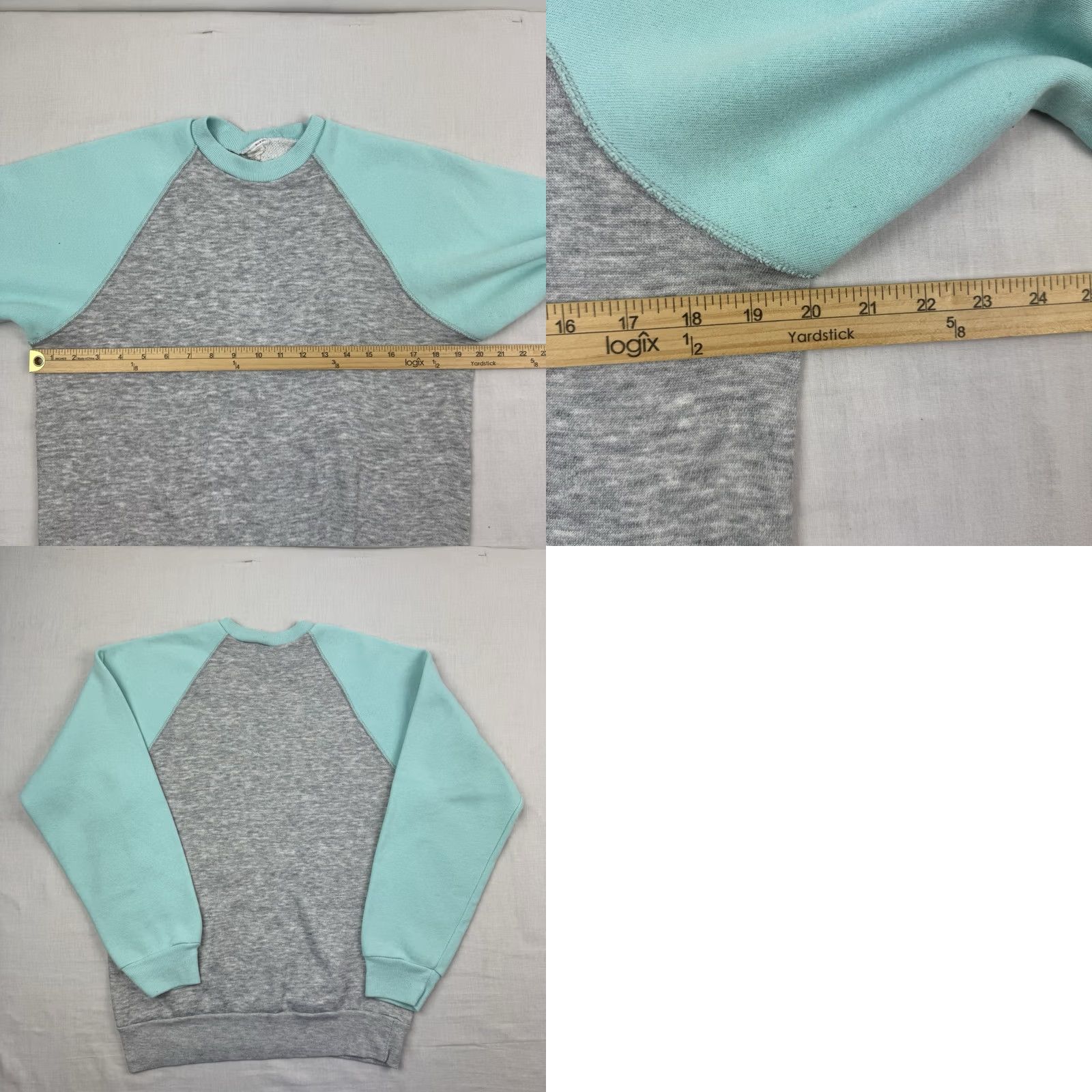 Vintage VINTAGE Sweatshirt Mens Large Gray USA 80s Two Tone Crew Neck Raglan Cotton Acrylic Pullover Size US L / EU 52-54 / 3 - 8 Thumbnail