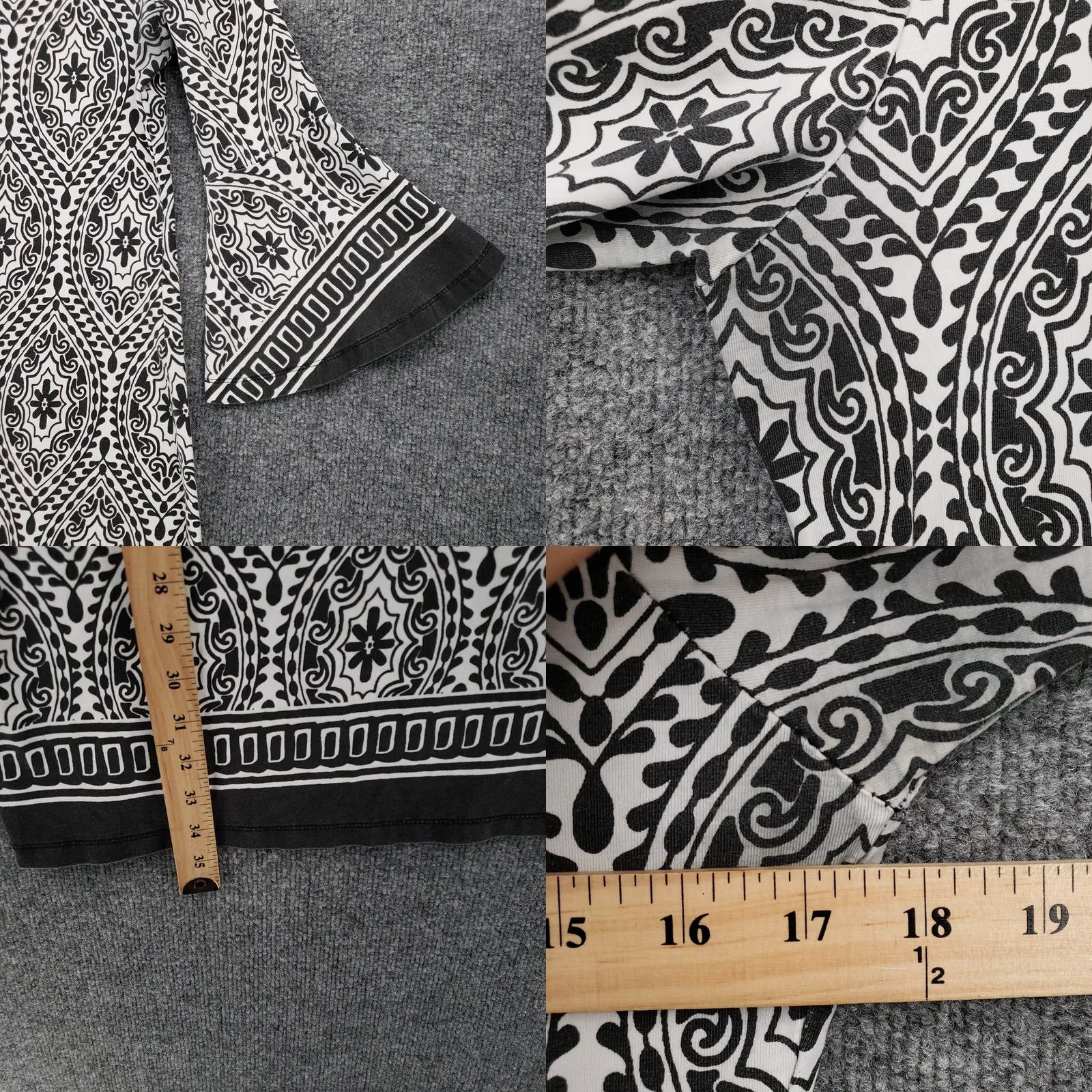 Bell Barbara Erickson Dress Womens Small Black Tunic Printed Boat Neck Bell Sleeve Size S / US 4 / IT 40 - 8 Thumbnail