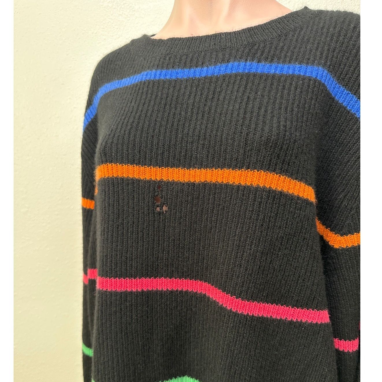 Other The Elder Statesman Black Multicolor Stripe Cashmere Sweater Size M / US 6-8 / IT 42-44 - 9 Thumbnail