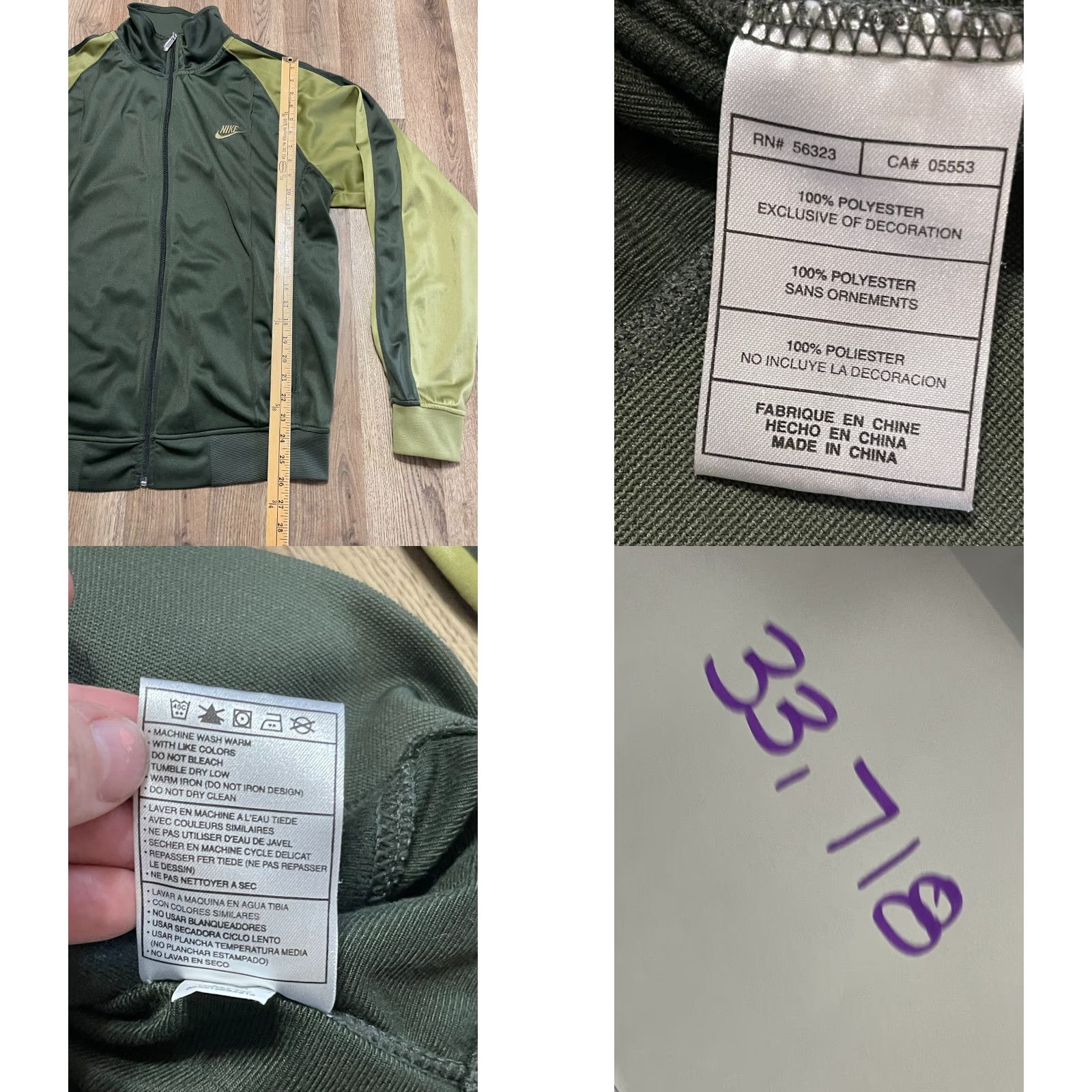 Nike Nike Sweatshirt Men's Small Green Full Zip Front Pockets Regular Size Size US S / EU 44-46 / 1 - 8 Thumbnail