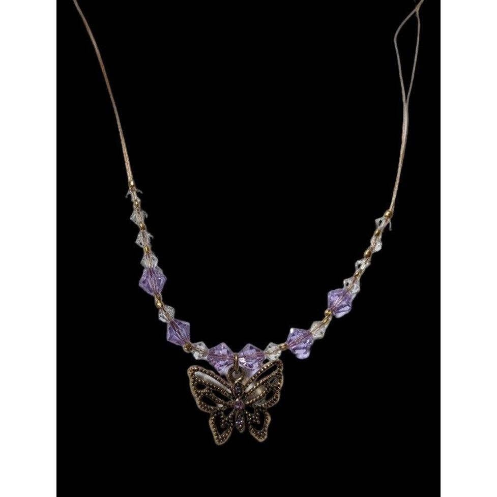 Other Handmade Purple Butterfly Crystal Necklace Size ONE SIZE - 4 Thumbnail