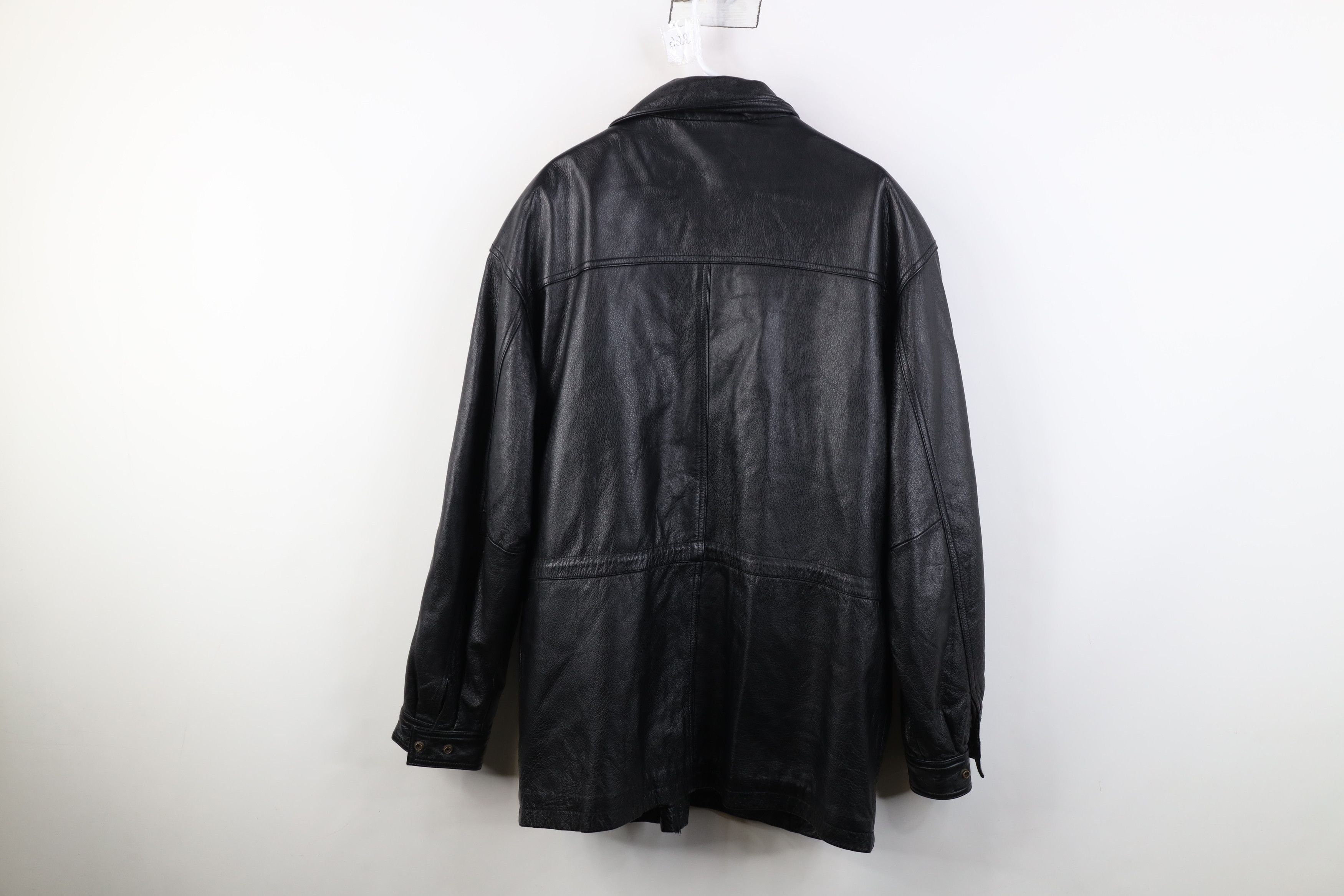 Vintage 90s Streetwear Heavy Leather Chore Jacket Black