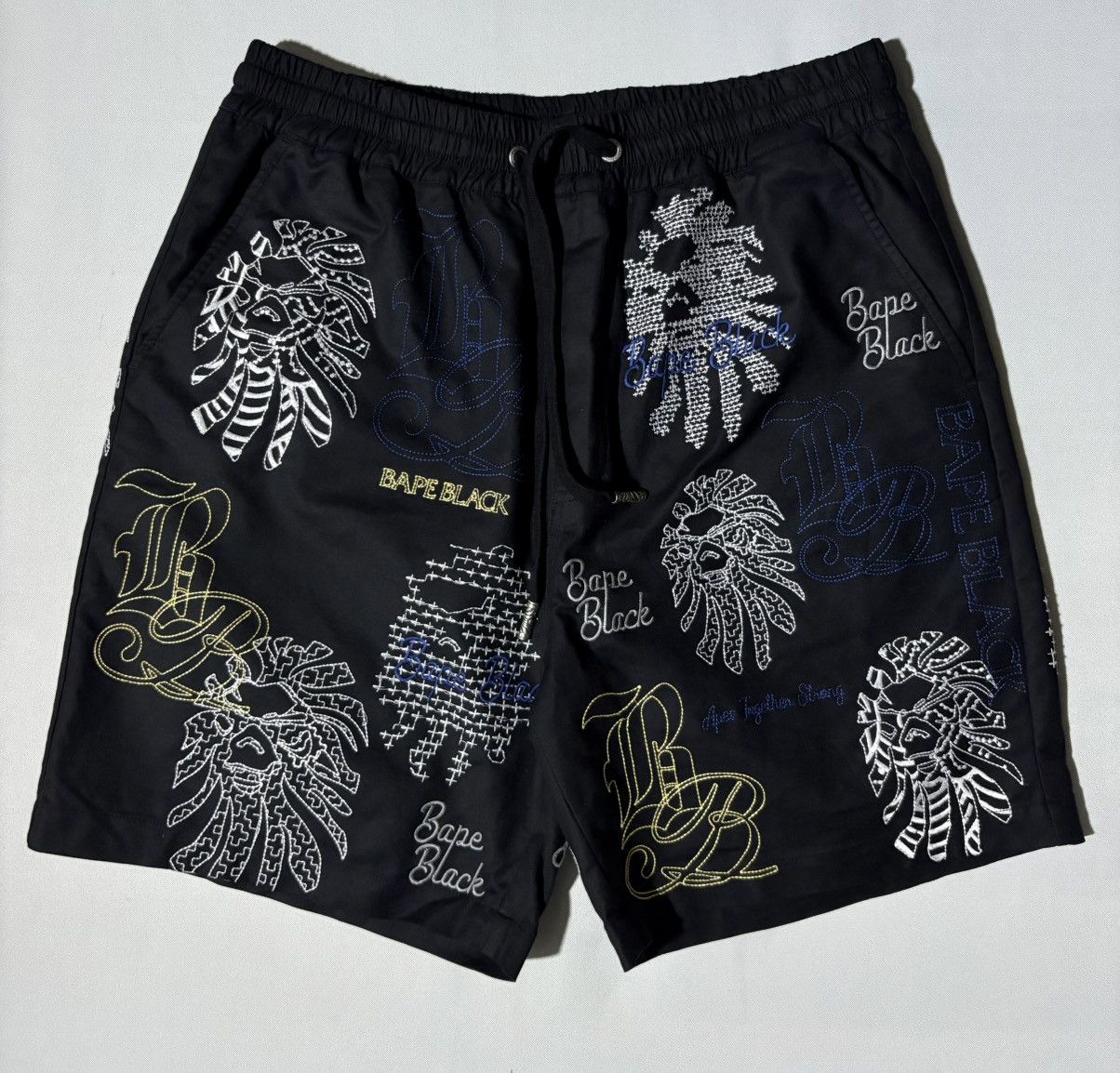 RARE BAPE BLACK Graphic Stitch Shorts - BLACK