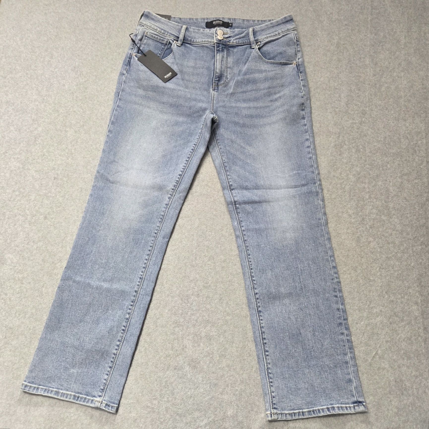 Hudson Hudson Jeans Womens 12 Blue Icy Blue Straight Leg Denim Stretch Classic Pockets Jeans Size 34" / US 12 / IT 48 - 2 Thumbnail