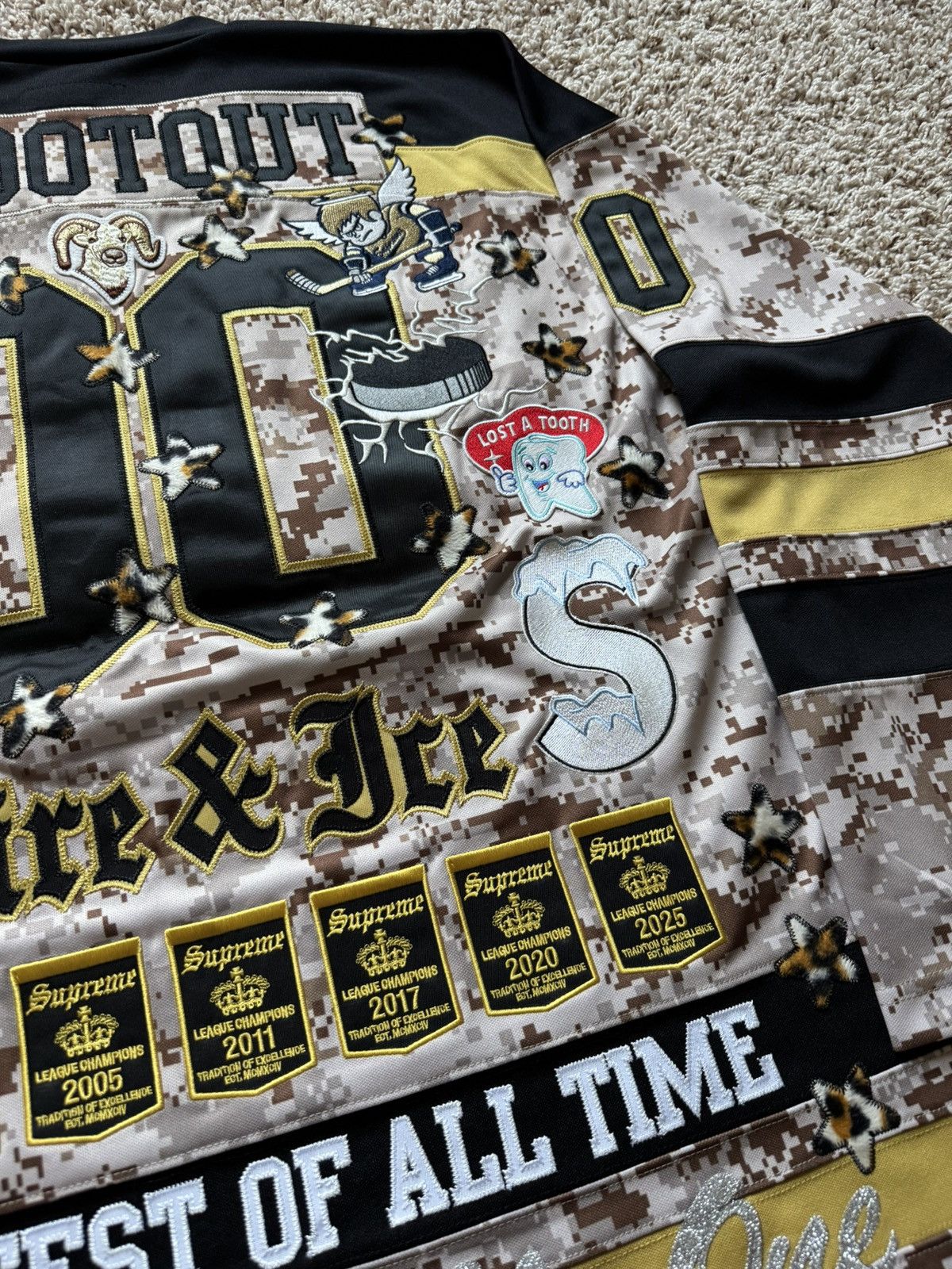 Supreme Supreme Fire & Ice Patches Hockey Jersey Camo Yellow Size US L / EU 52-54 / 3 - 4 Thumbnail