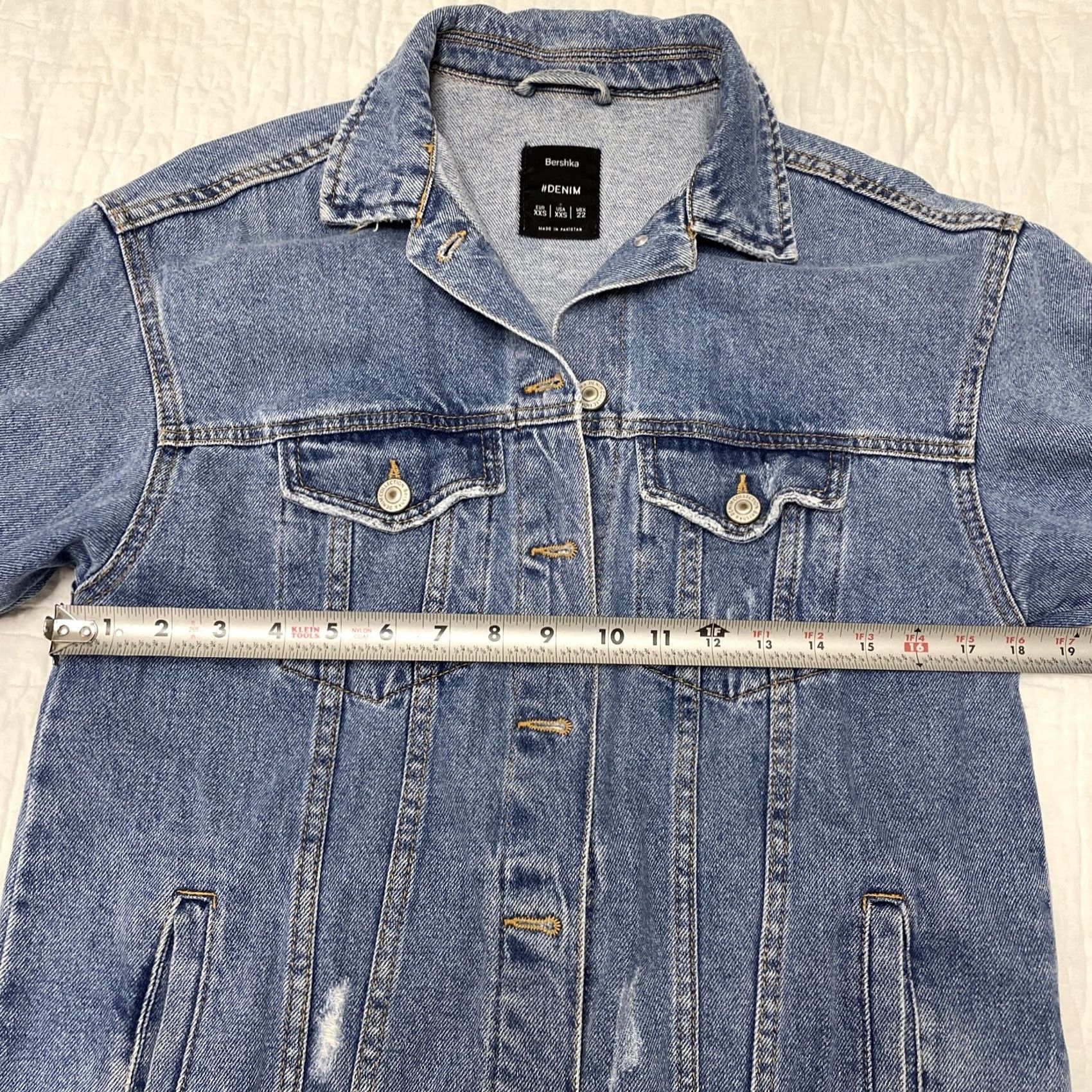 Bershka VINTAGE Bershka Denim Jean Jacket Oversized Boho Women XS-2XS Blue Distressed Jeans Jacket Ladies Small/Medium Denim Size 24" / US 00 / IT 34 - 5 Thumbnail