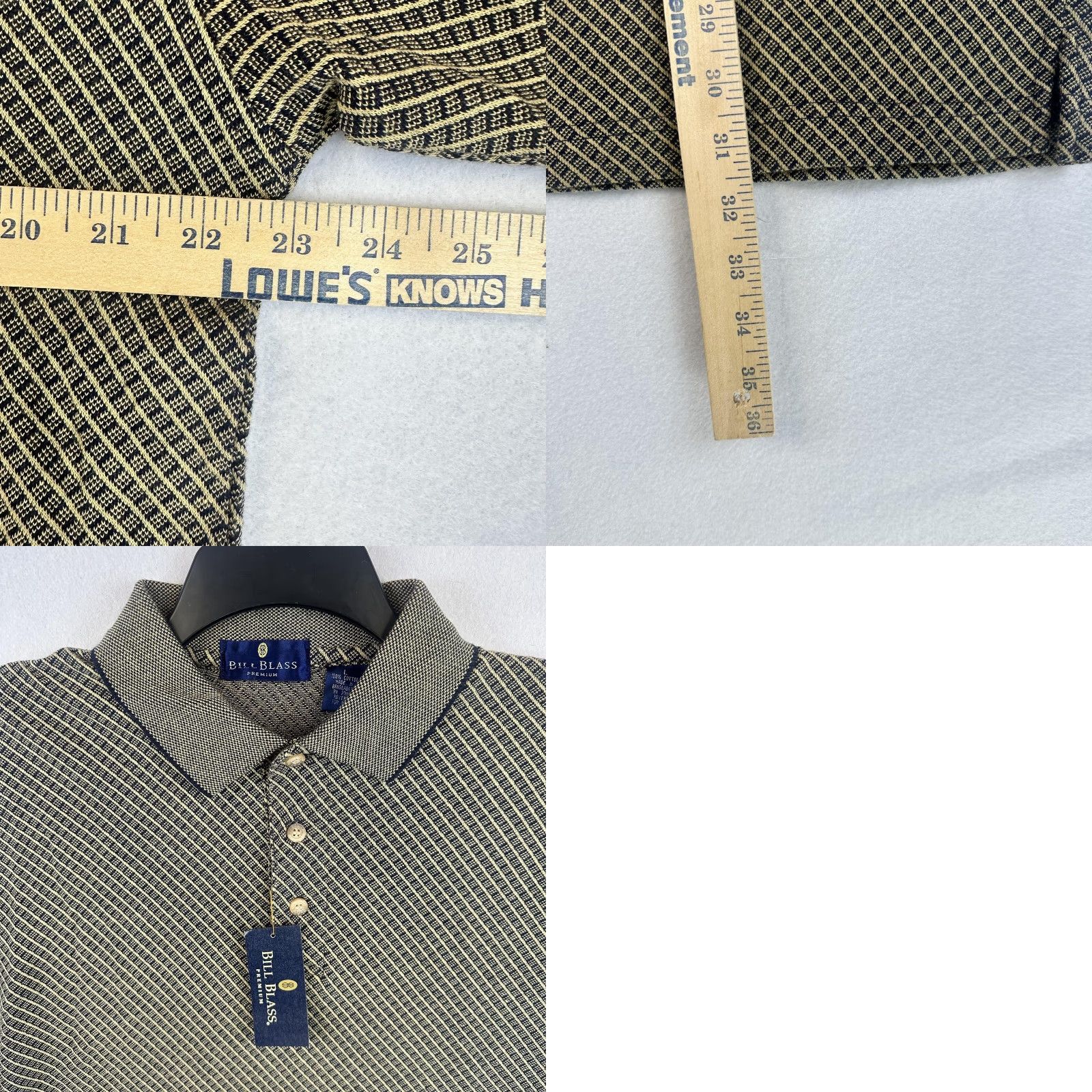 Bill Blass Bill Blass Polo Shirt Mens L Geometric Beige Navy Pattern Classic Casual 100% Cotton Polo Mens Size US L / EU 52-54 / 3 - 8 Thumbnail