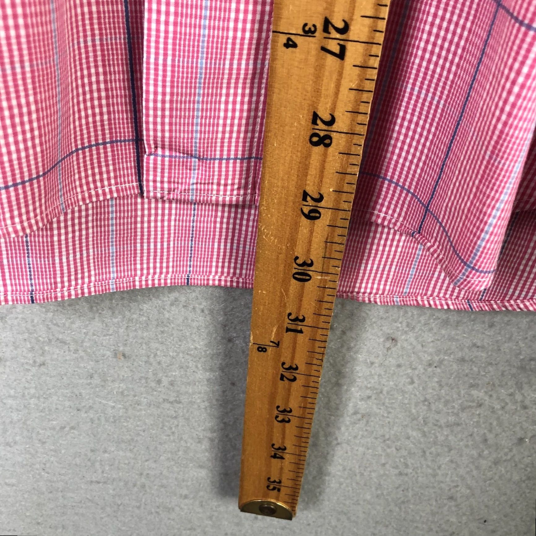 BUGATCHI Bugatchi Uomo Shirt Mens 15 34/35 Pink Blue Check Plaid Dress Button Front Shirt Size 40R - 5 Thumbnail