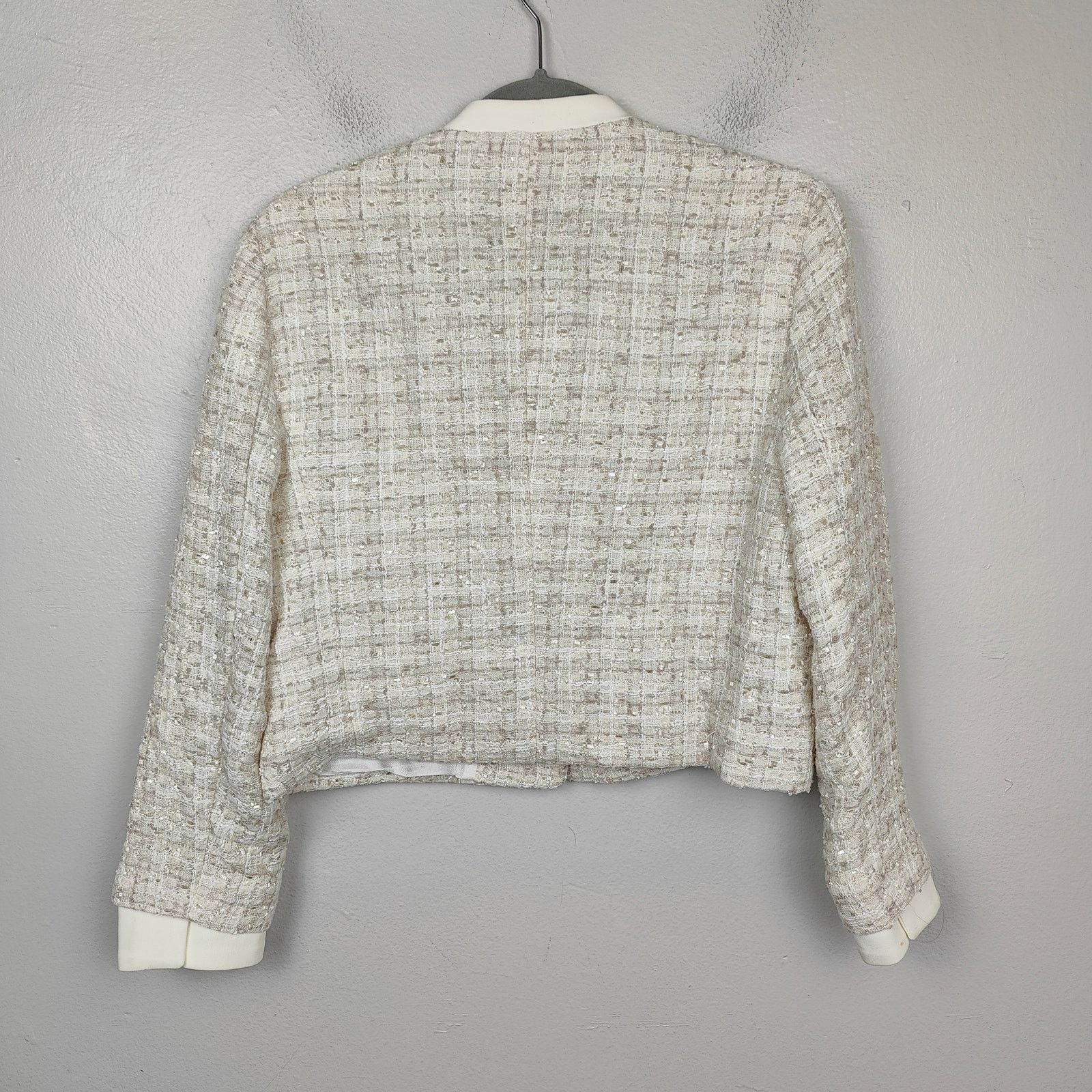 Zara Zara Textured Combo Jacket Womens Medium White Gold Tweed Size M / US 6-8 / IT 42-44 - 5 Thumbnail