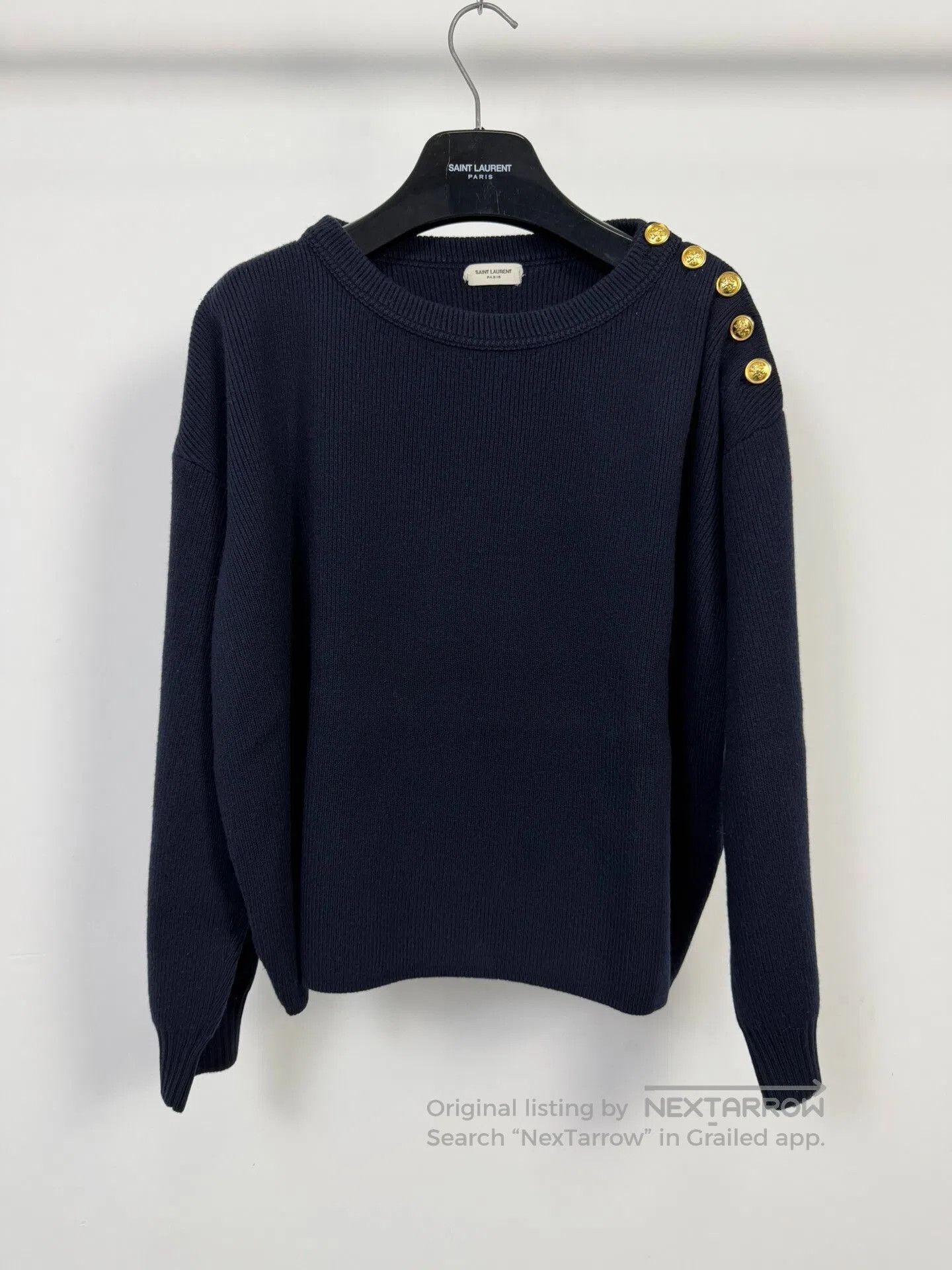 Saint Laurent Paris Saint Laurent Navy Wool Knit Sweater. Size US L / EU 52-54 / 3 - 1 Thumbnail
