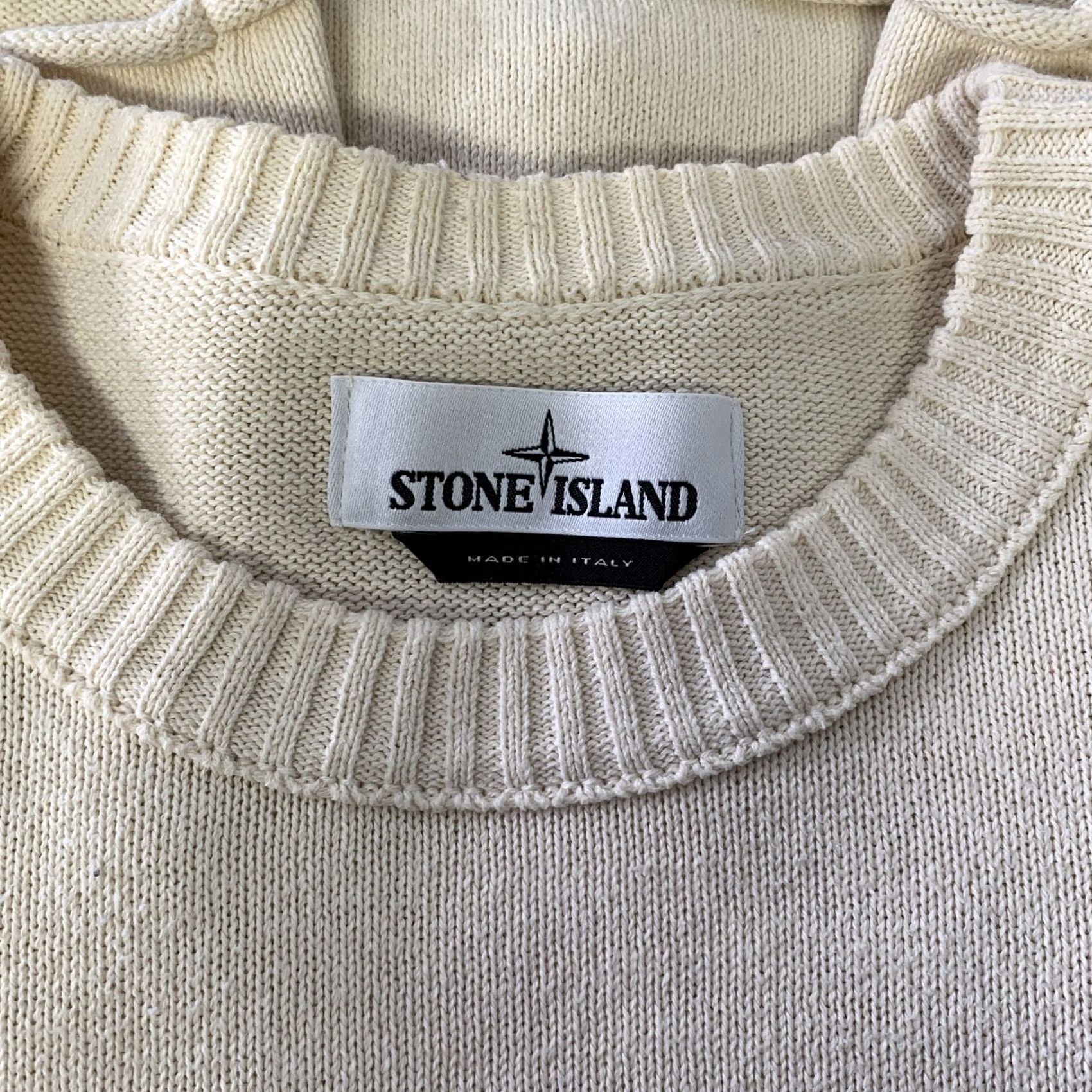 Stone Island STONE ISLAND Pullover Knitted Cotton Ribbed Cream Size XL Size US XL / EU 56 / 4 - 5 Thumbnail