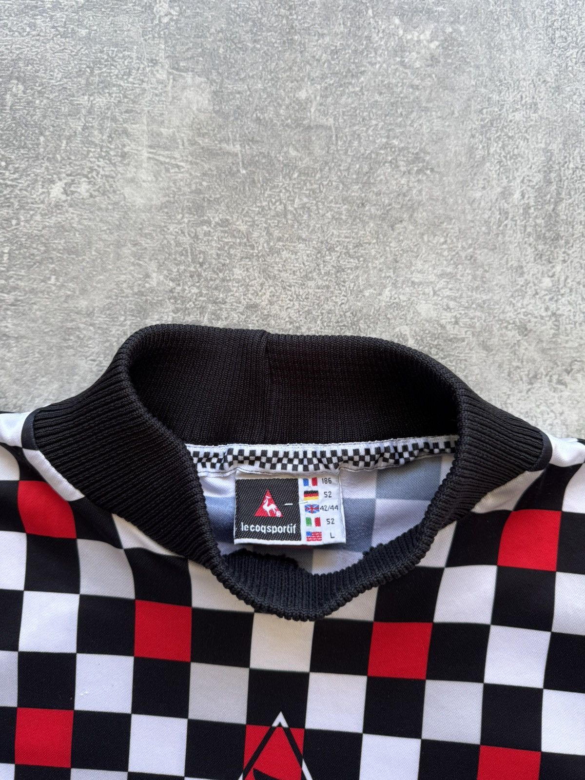 Le Coq Sportif Vintage Le Coq Sportif Checkerboard Jersey Size US L / EU 52-54 / 3 - 4 Thumbnail