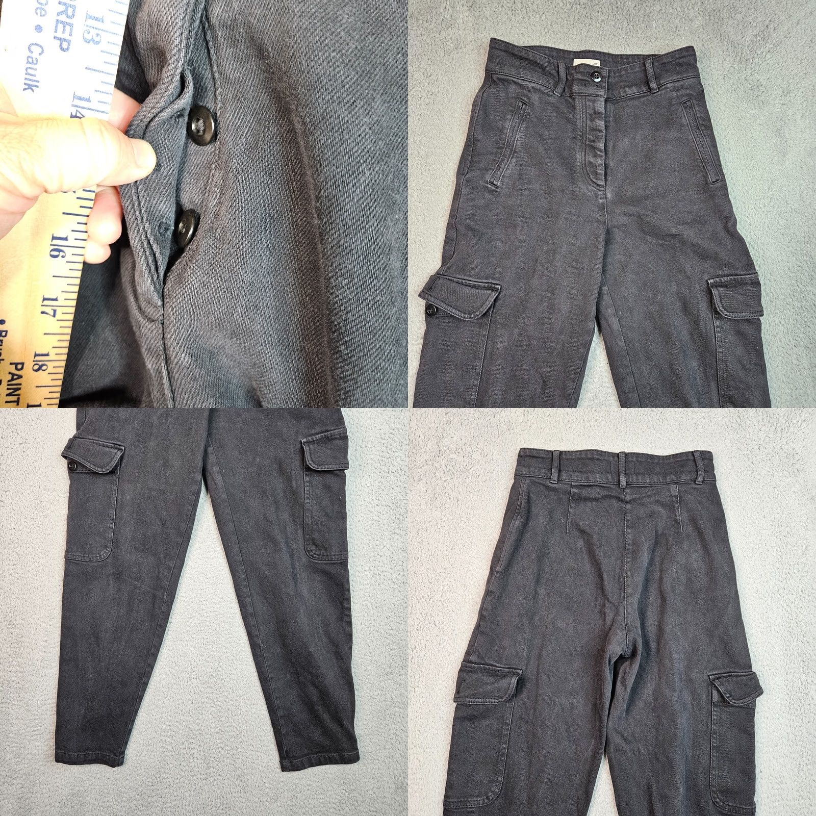 Vintage Wilfred Free Women’s Black Button Fly Cargo Denim Pants Size 6 - Regular, Inseam 27, High Rise, Belted, Cadro? Size 28" / US 6 / IT 42 - 8 Thumbnail