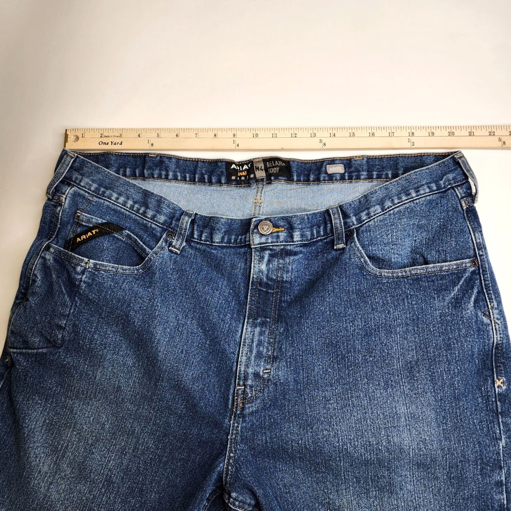 Ariat Ariat Rebar M4 Relaxed Boot Jeans Blue Denim Loop Lock Workwear 42 x 32 Mens Size US 42 / EU 58 - 6 Thumbnail