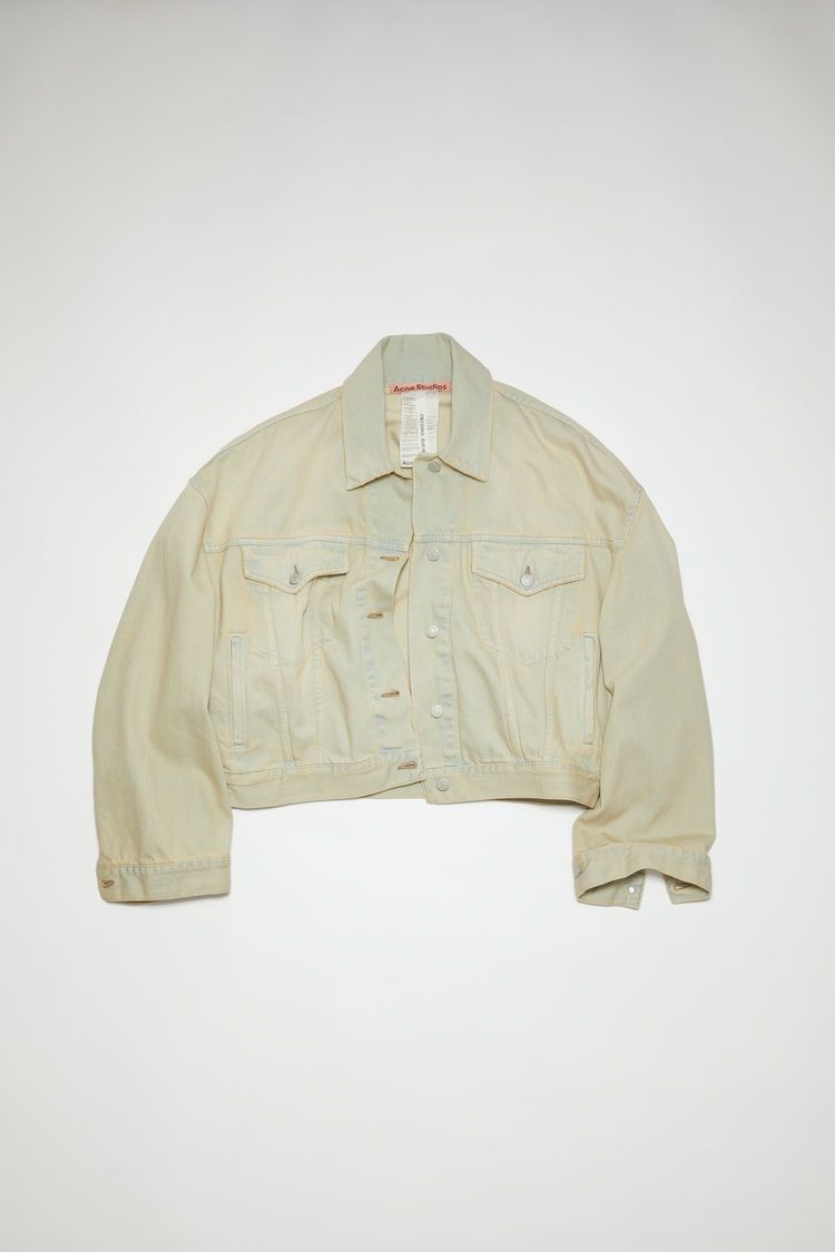 image of Acne Studios Oversized Cropped Denim Jacket In Pale Yellow/blue in Blue/Yellow, Men's (Size Medium)