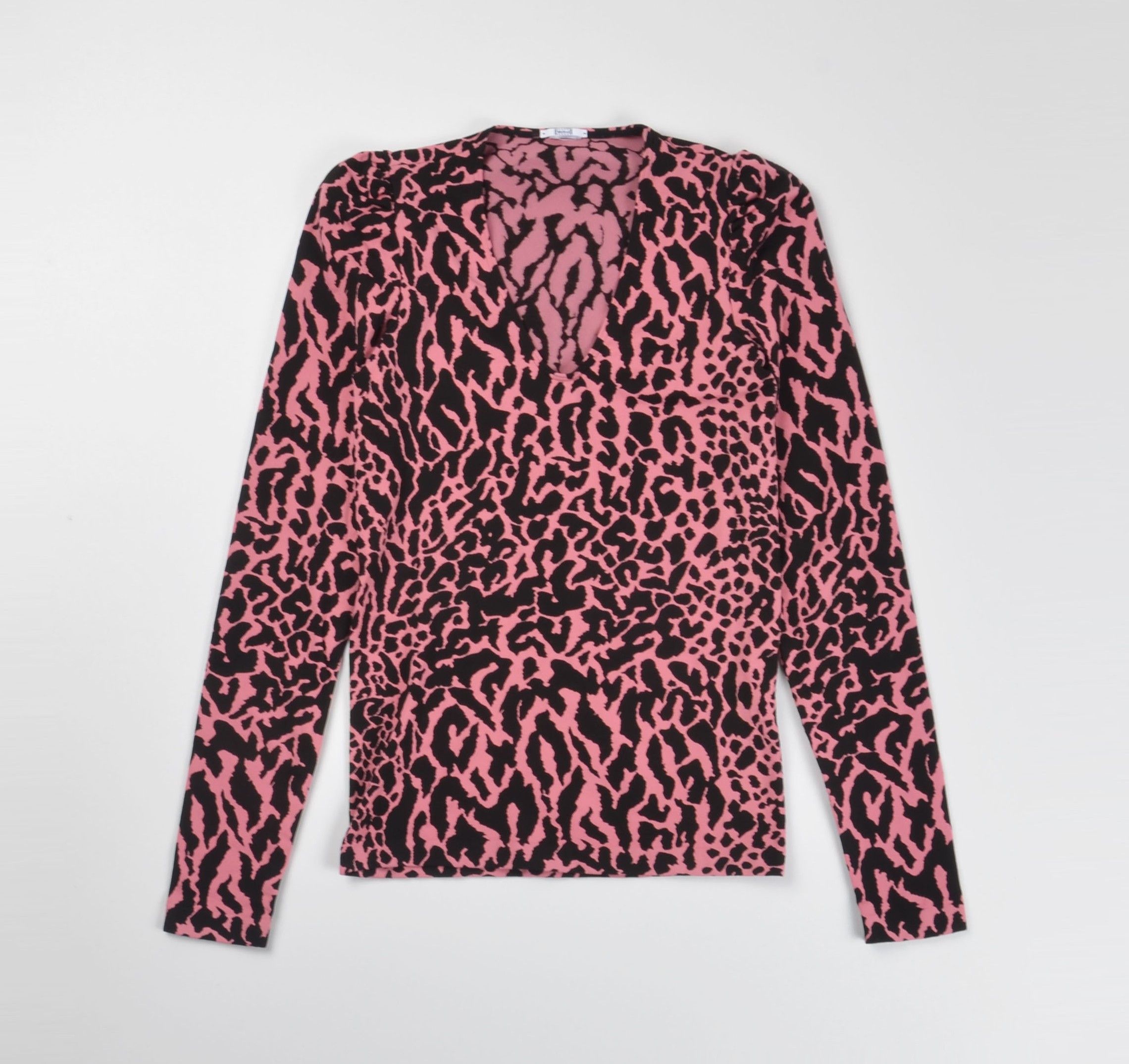 Wolford Wolford Pink Leopard Coquette Long Sleeve V-Neck Top Size S / US 4 / IT 40 - 4 Thumbnail