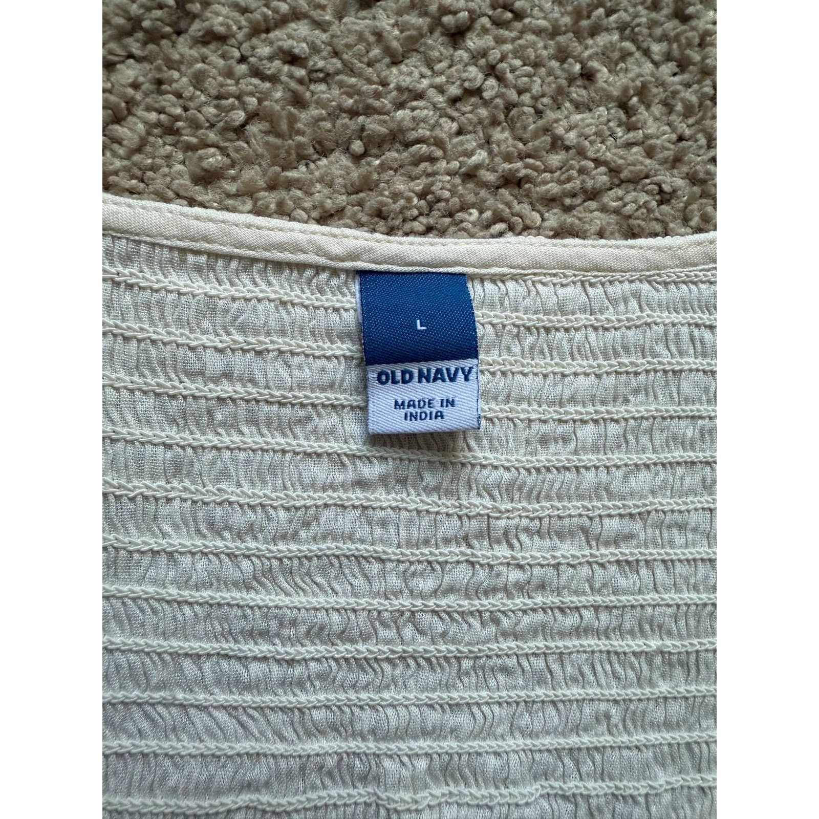 Old Navy Old Navy Long-Sleeve Smocked Peplum Blouse Cream Women's L Size L / US 10 / IT 46 - 8 Thumbnail