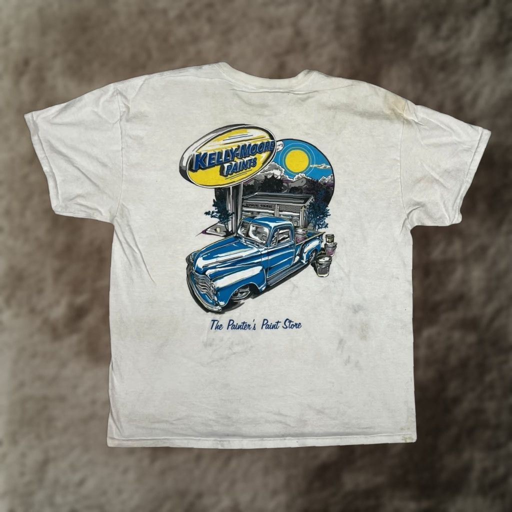Hanes VINTAGE Hanes T-Shirt XL White 90s Cars Truck Hot Rod Stained Cotton Crew Neck Short Sleeve Men Regular Season Summer Spring Before 1990s–1999s Size US XL / EU 56 / 4 - 1 Thumbnail