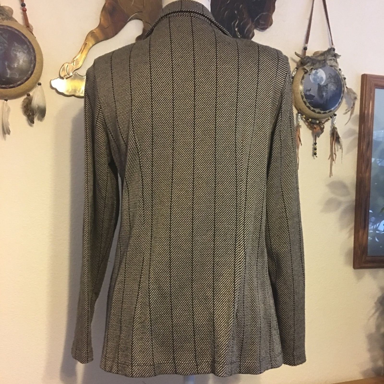 Vintage Ingredients tan/black pattern button front jacket Size S / US 4 / IT 40 - 4 Thumbnail