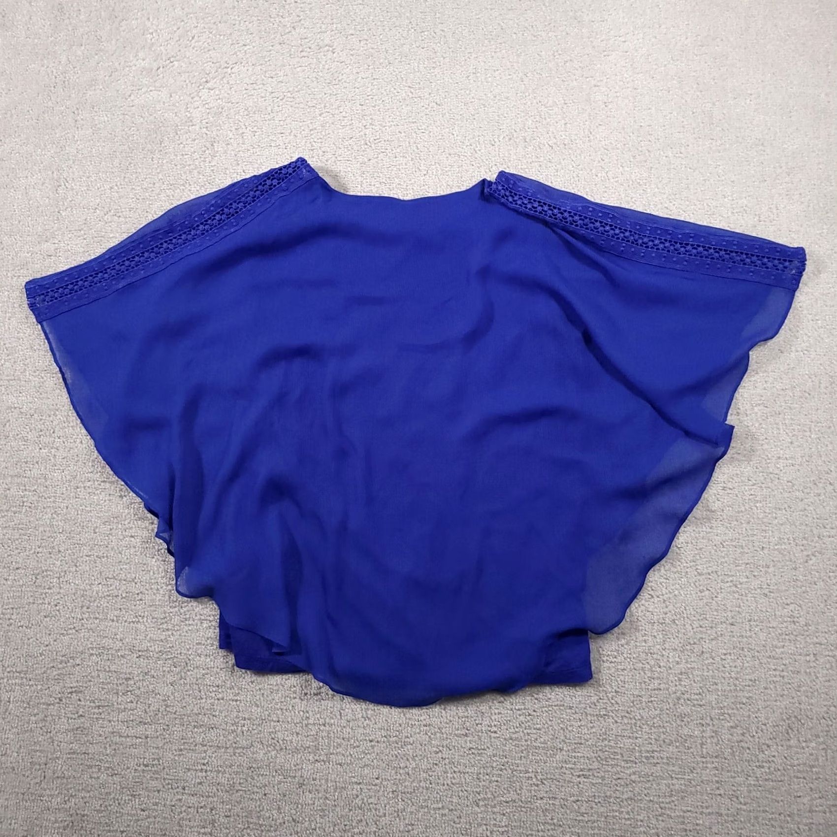 Vintage Apt 9 Shirt Womens Large Blue Tank Top Sheer Poncho Crewneck Stretch Crochet Size L / US 10 / IT 46 - 7 Thumbnail
