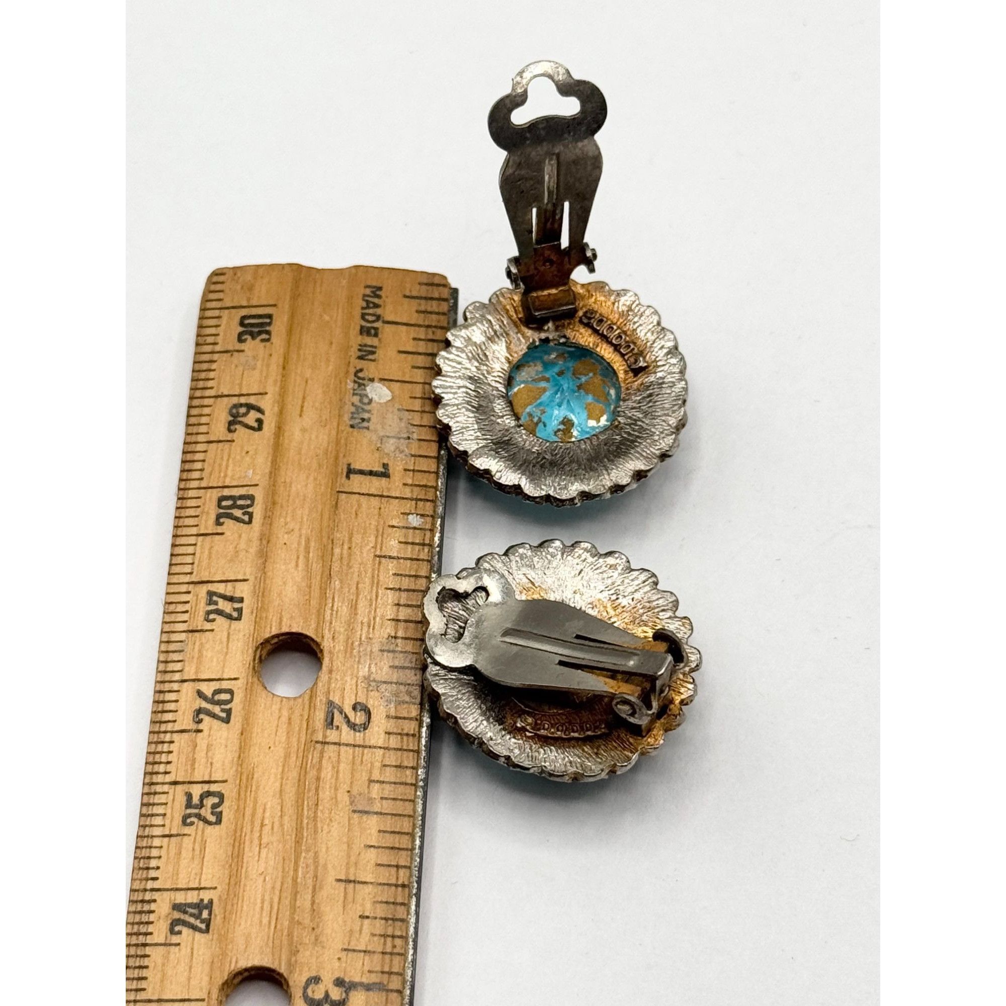 Vintage Vintage Dodds blue glass rhinestone clip on earrings Size ONE SIZE - 3 Thumbnail