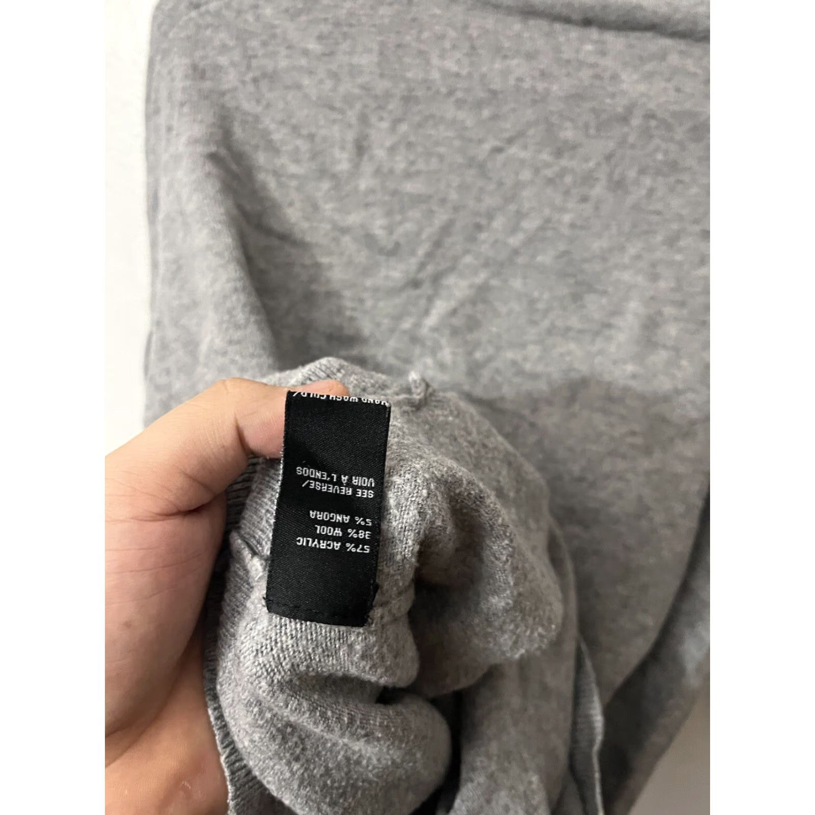 Vintage Cliche Gray Wool Blend Sleeve Crew Neck Sweater Top Medium Womens Pullover Size M / US 6-8 / IT 42-44 - 4 Thumbnail