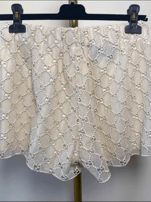 Gucci Gucci Women's Lace GG Print Shorts, Off-White Size 32" / US 10 / IT 46 - 2 Thumbnail