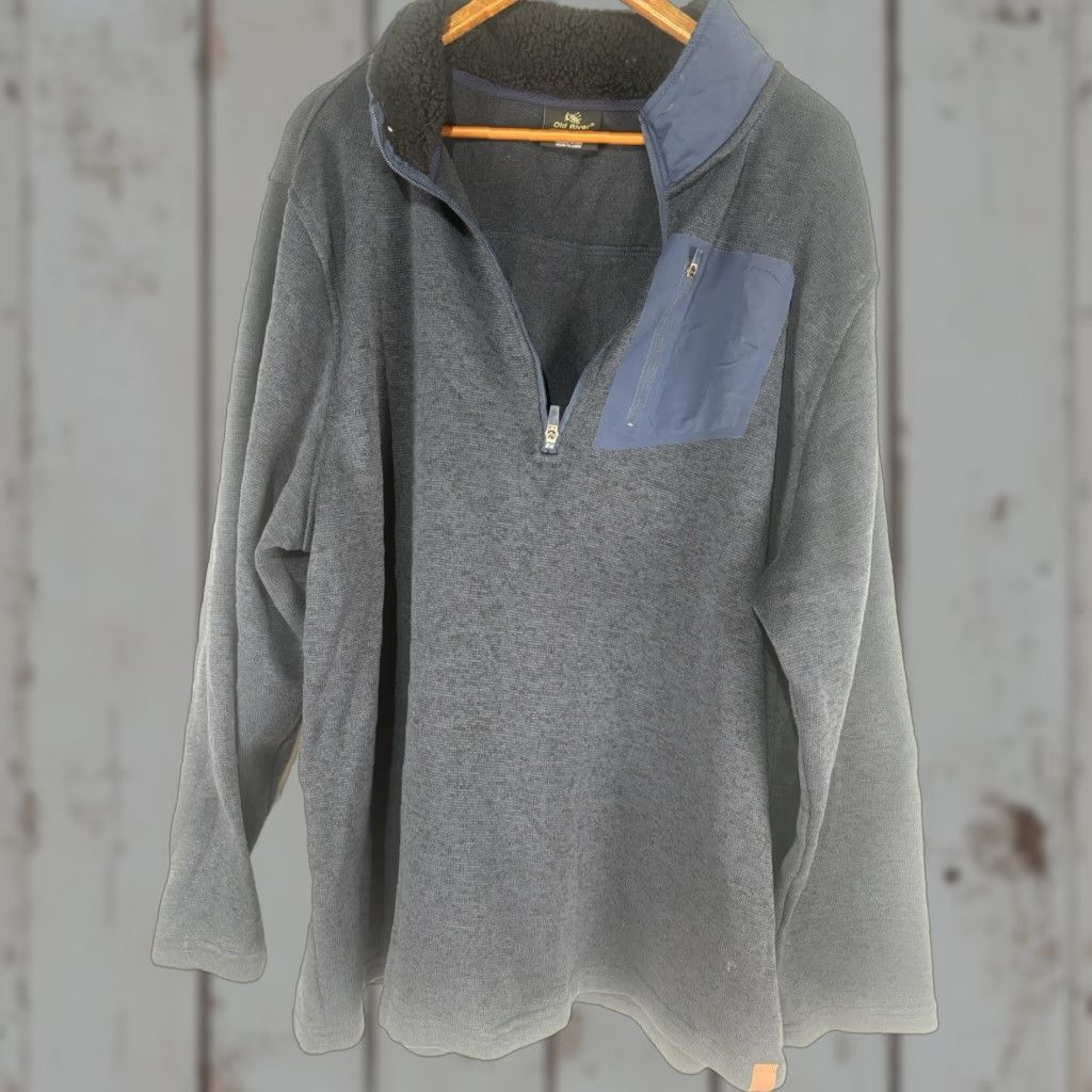 Vintage Old River Blu/Gry Softshell Fleece Qrt Zip Jacket Men’s Size XXXL Size US XXL / EU 58 / 5 - 1 Thumbnail