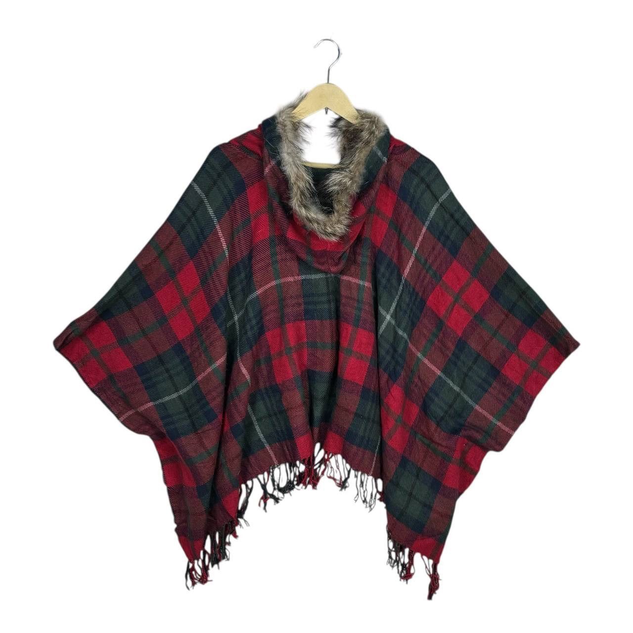 Cloak VTG Japanese Plaid Hooded Poncho Fur Trim Toggle Cape M Size US M / EU 48-50 / 2 - 2 Thumbnail