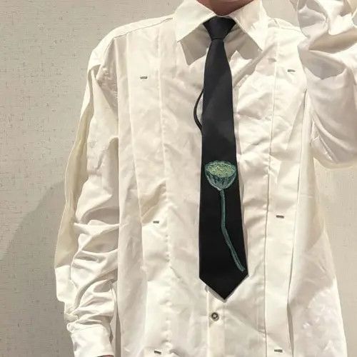 Vintage Green Lotus Tie – Retro Knot-Free Statement Piece Size ONE SIZE - 6 Thumbnail