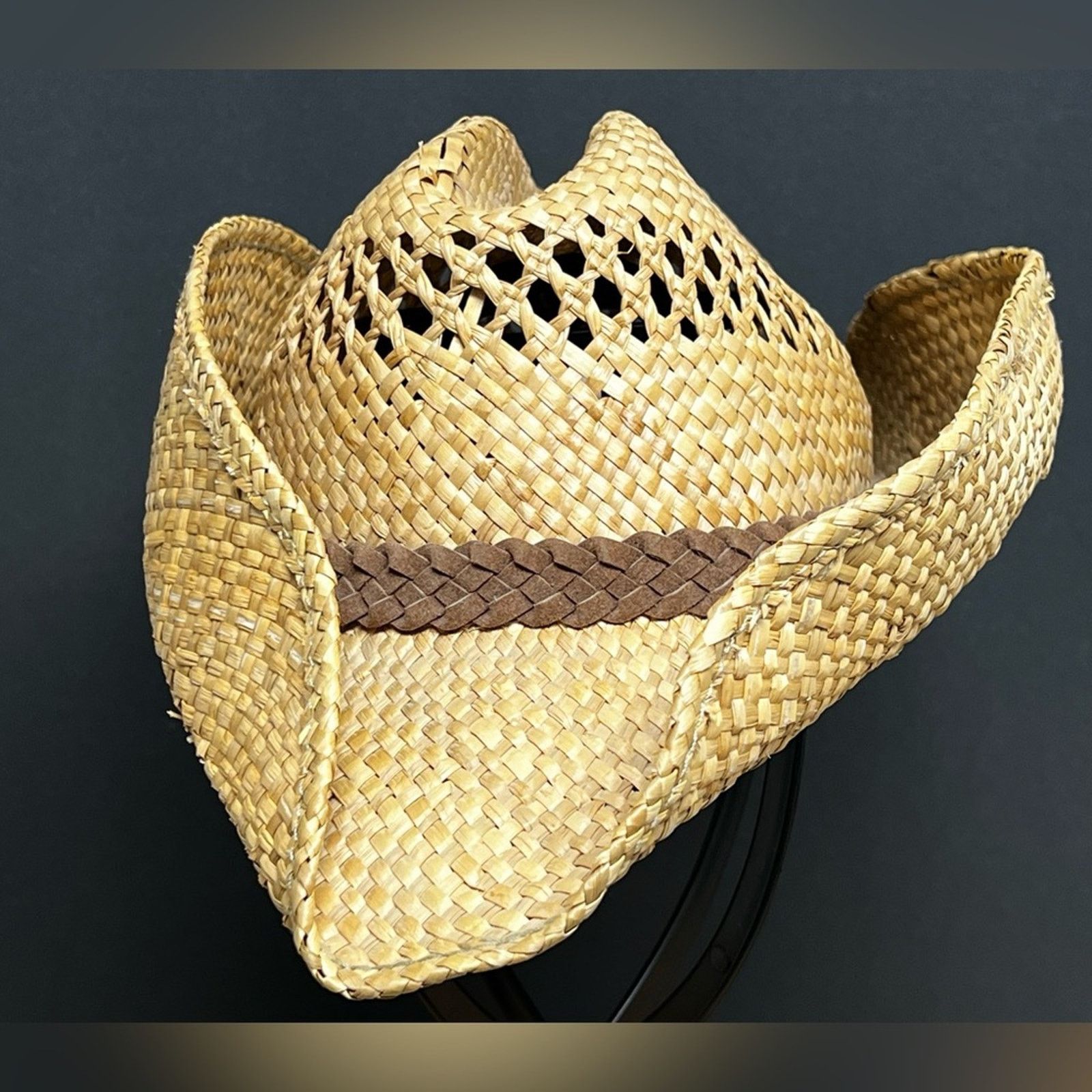 Ocean Pacific Dorfman Pacific Straw Western Cowboy Hat Leather Band S/M Size ONE SIZE - 2 Thumbnail