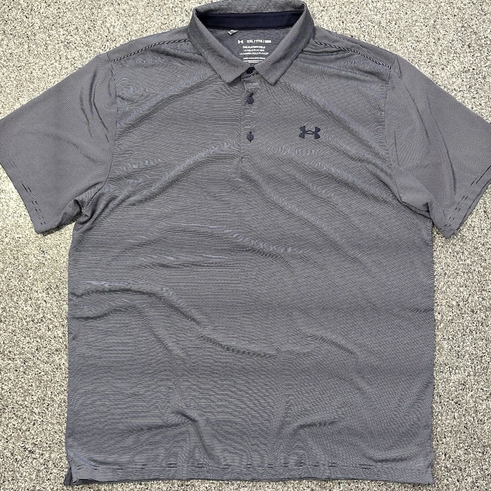 Under Armour Under Armour Golf Polo Shirt Mens 2XL Striped The Playoff Blue Polo Mens 2XL Golf Breathable Size US XXL / EU 58 / 5 - 2 Thumbnail