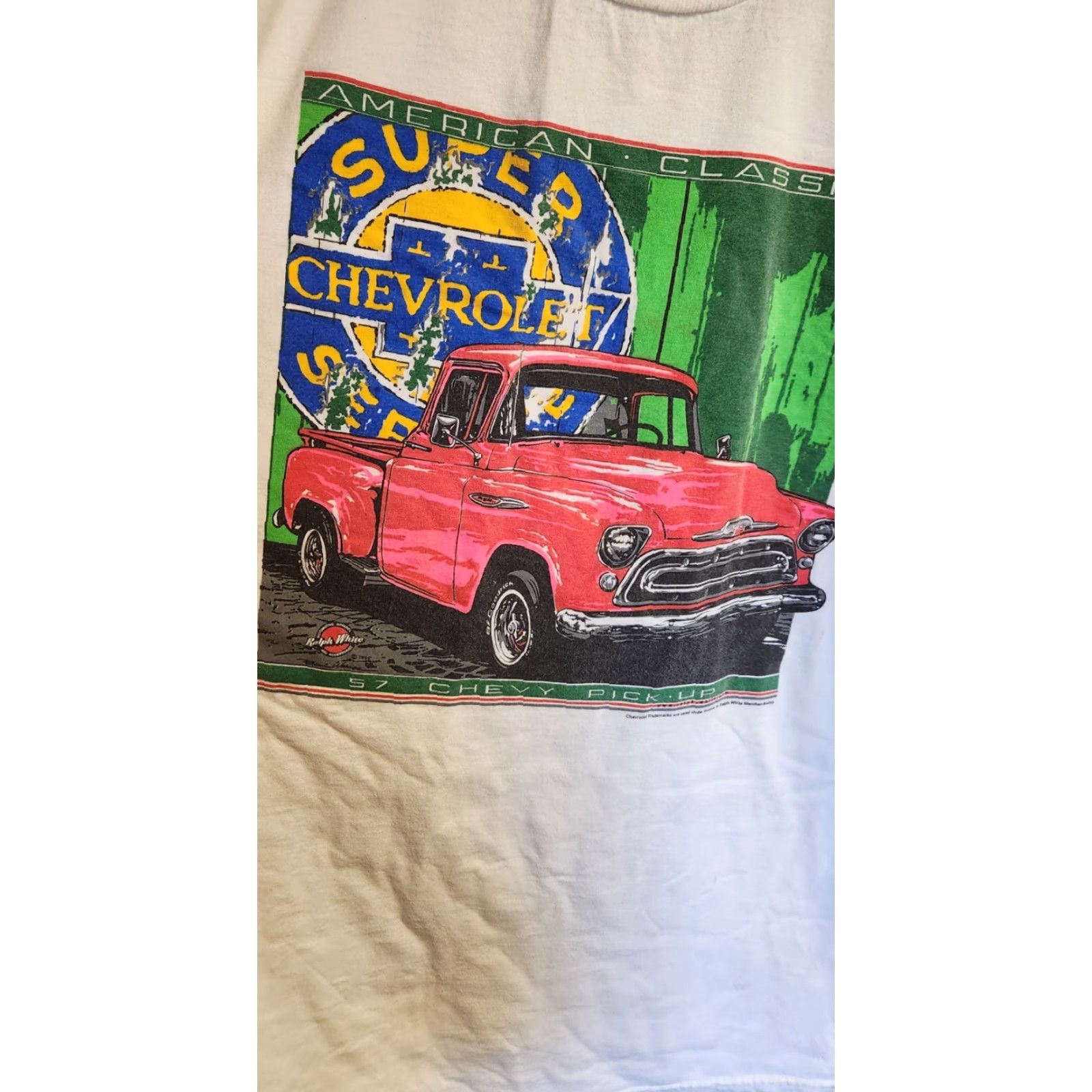Jerzees VINTAGE JERZEES Chevrolet 57 Chevy T Shirt Men's 2XL XXL White Graphic Tee USA Cars Retro 90s Muscle Men Size US XXL / EU 58 / 5 - 4 Thumbnail